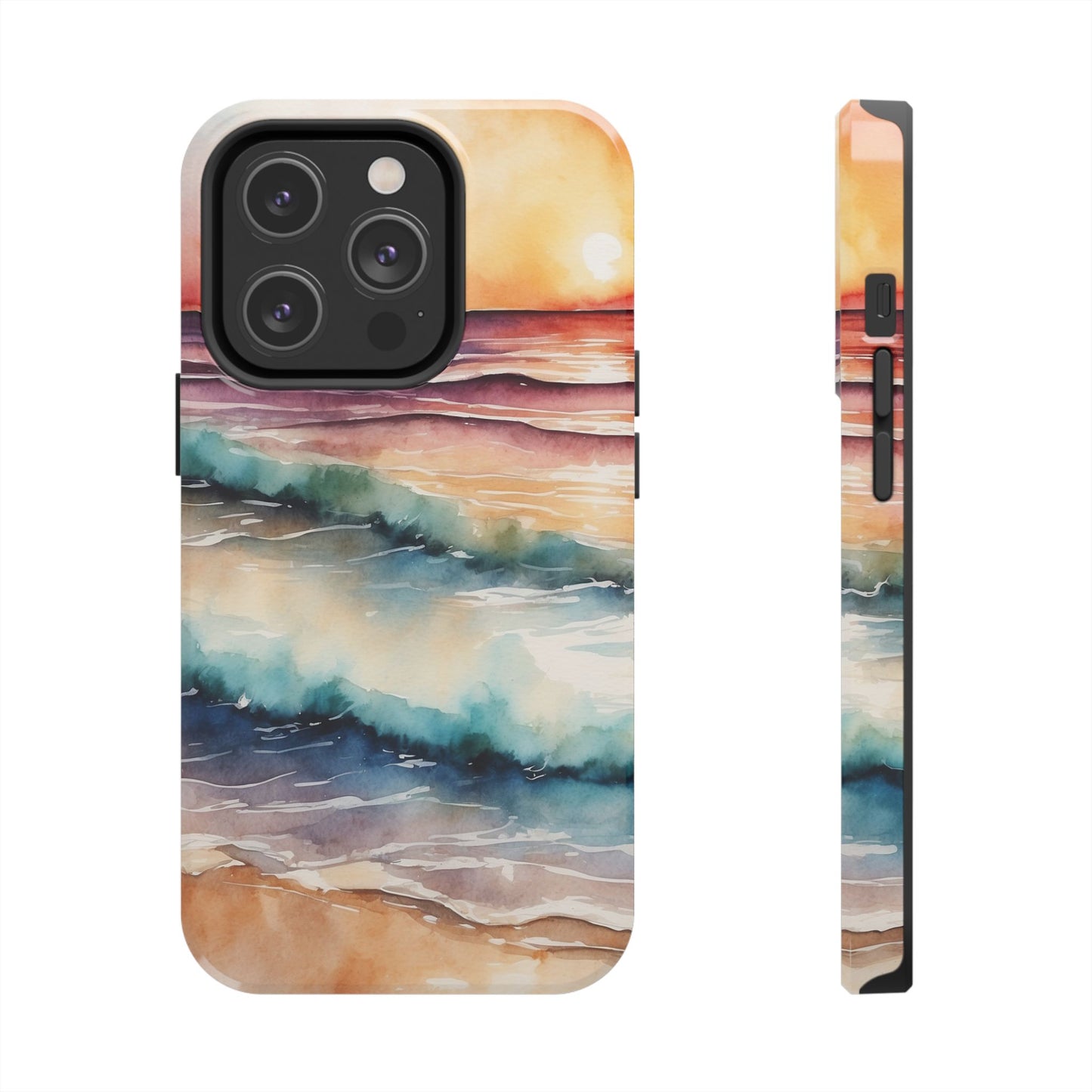 Sunset Waves iPhone Case – Vibrant Watercolor Design