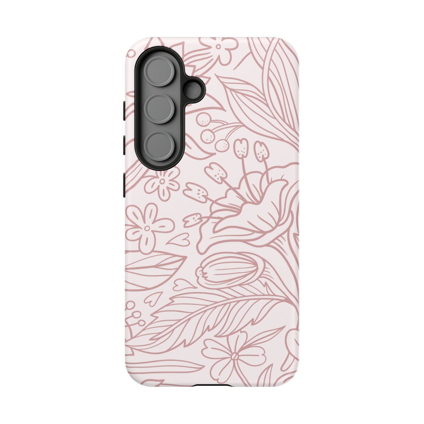 Blush Floral Line Art Tough Samsung Galaxy Case – Delicate Minimalist Design with Dual-Layer Protection