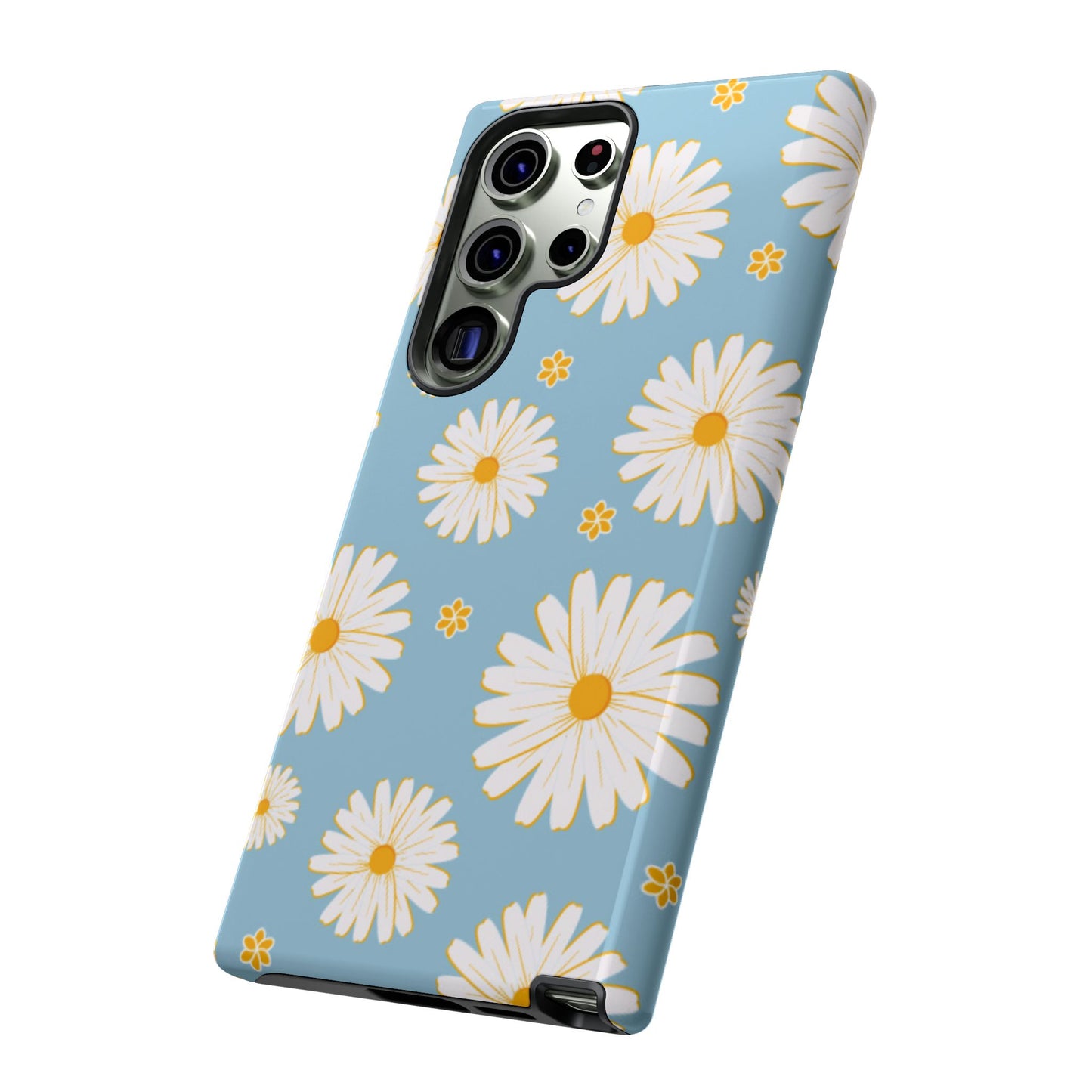 Bright Daisy Samsung Galaxy Case – Light Blue Background, Shockproof and Slim Design