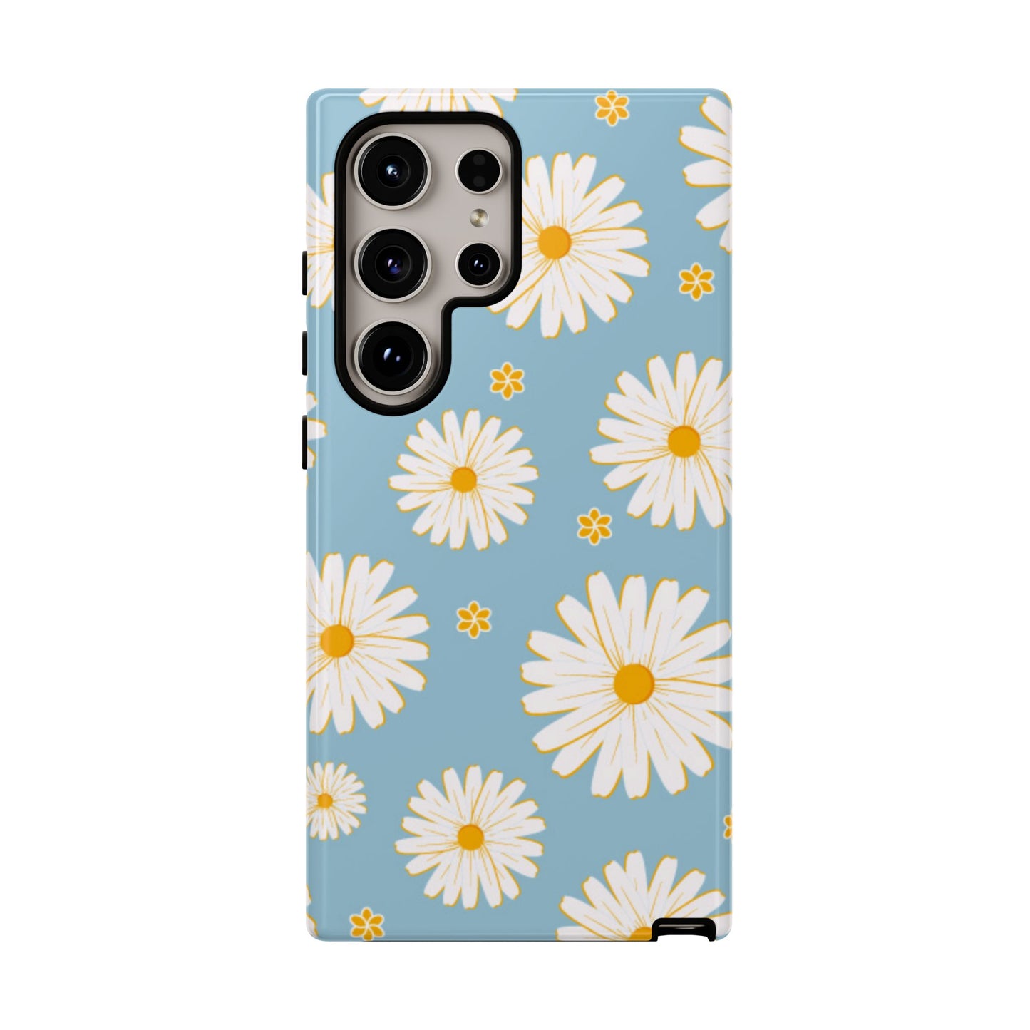 Bright Daisy Samsung Galaxy Case – Light Blue Background, Shockproof and Slim Design