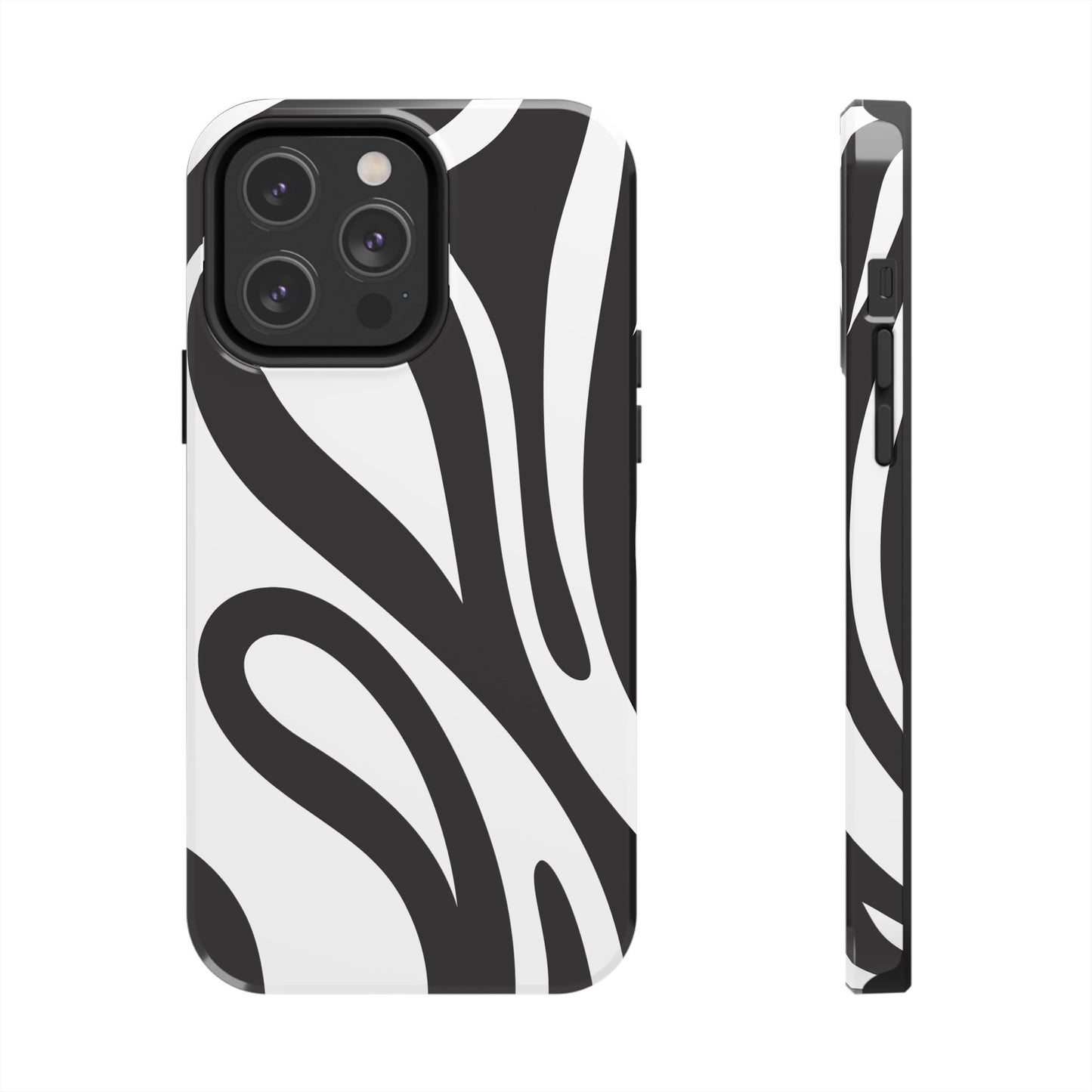 Modern Black and White Abstract Tough iPhone Case – Bold Graphic Pattern with Dual-Layer Protection