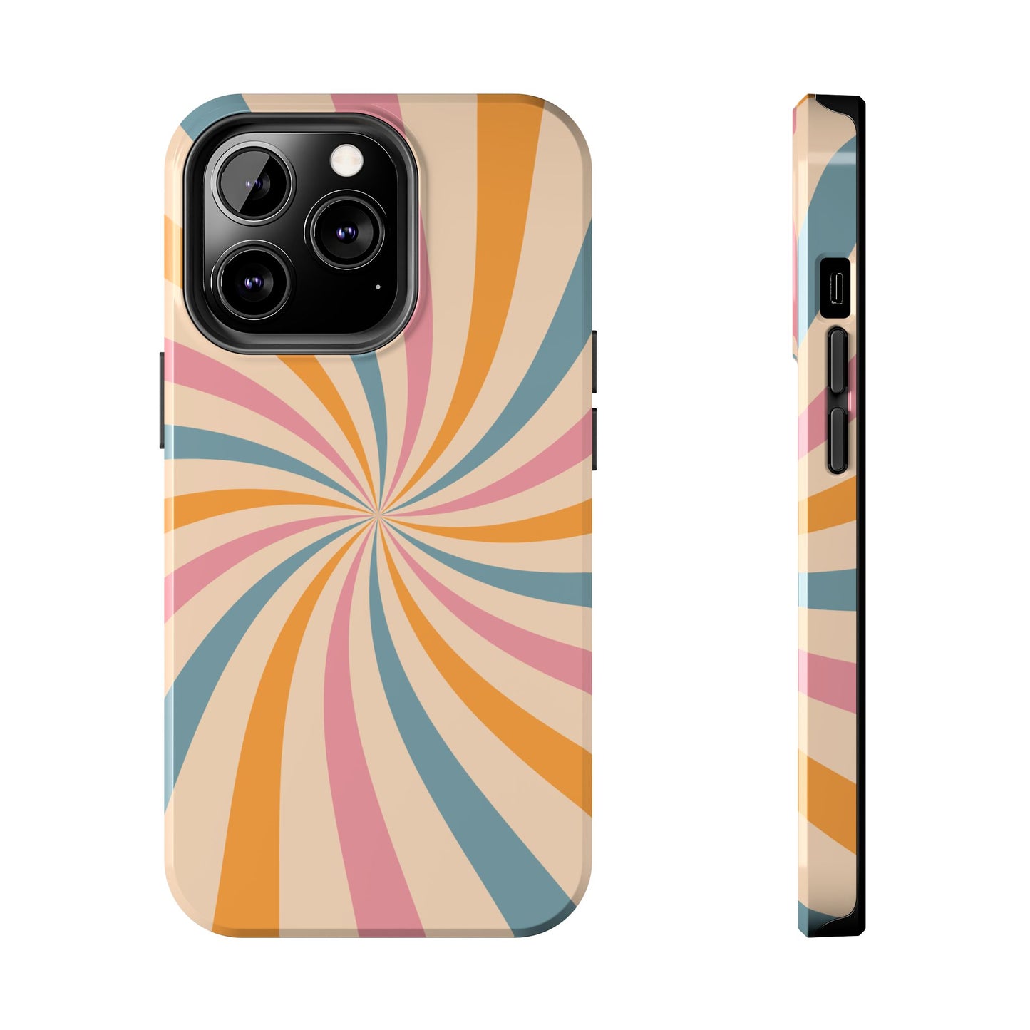 Retro Swirl Pattern iPhone Case – Bold 70s Vibe in Pink, Orange, and Teal