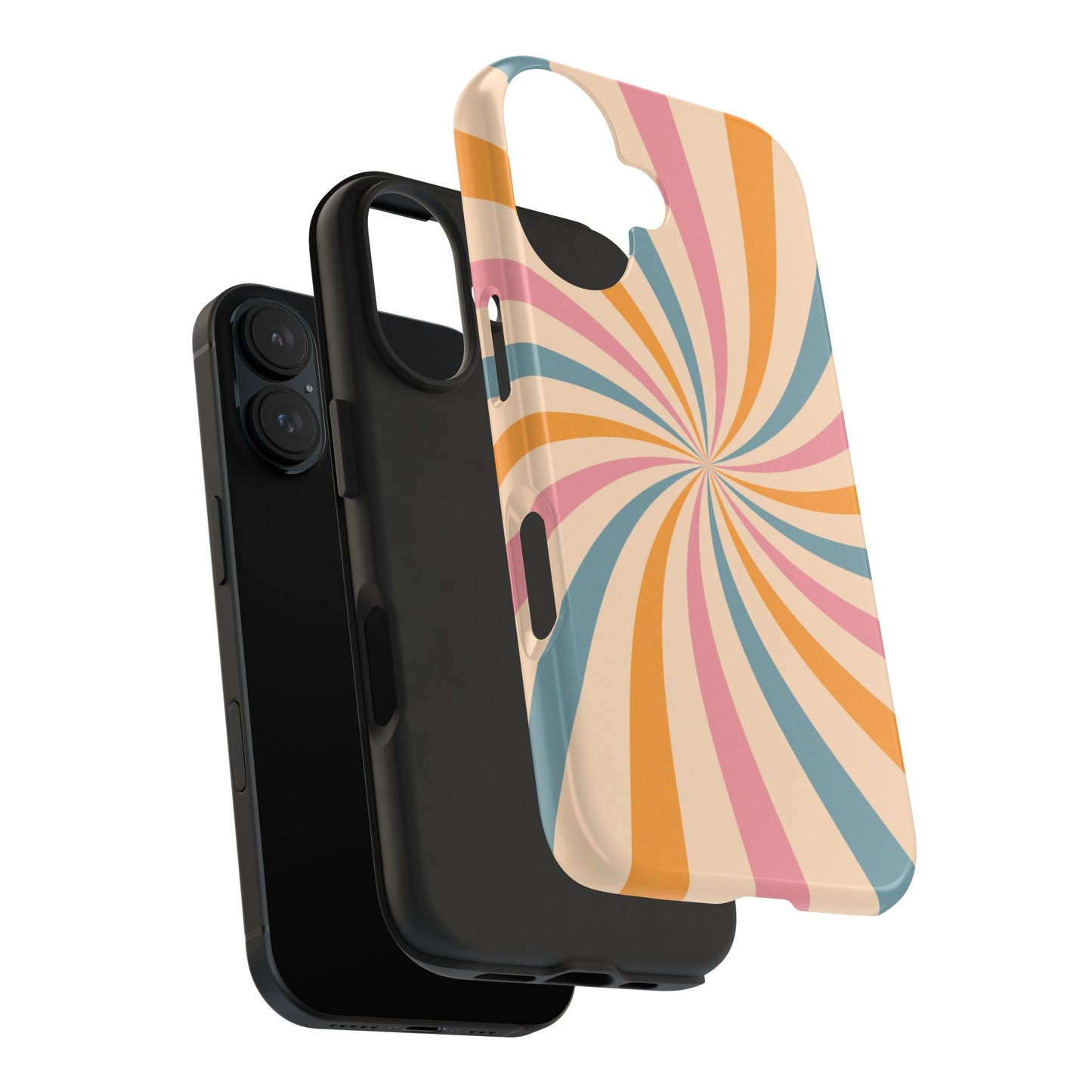 Retro Swirl Pattern iPhone Case – Bold 70s Vibe in Pink, Orange, and Teal