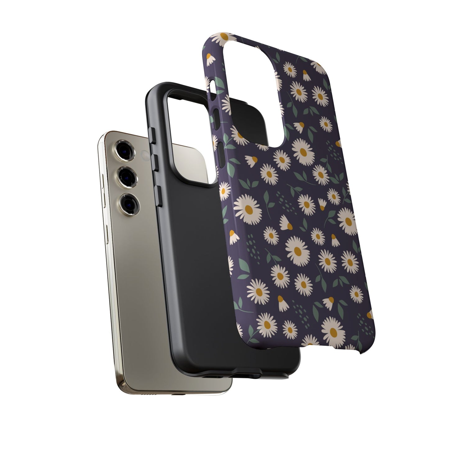 Midnight Daisy Samsung Galaxy Case – Dark Navy Floral Design, Slim and Protective