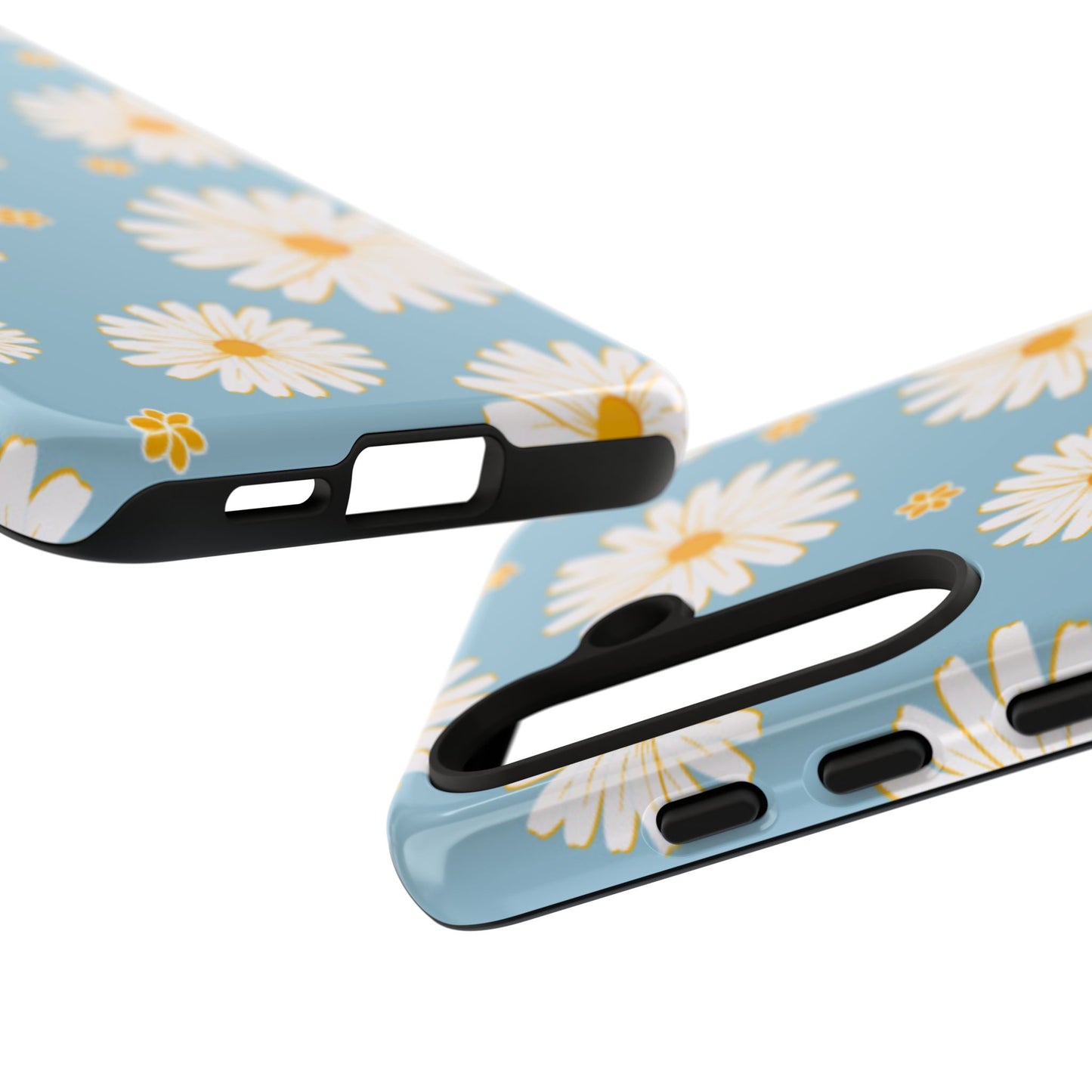 Bright Daisy Samsung Galaxy Case – Light Blue Background, Shockproof and Slim Design