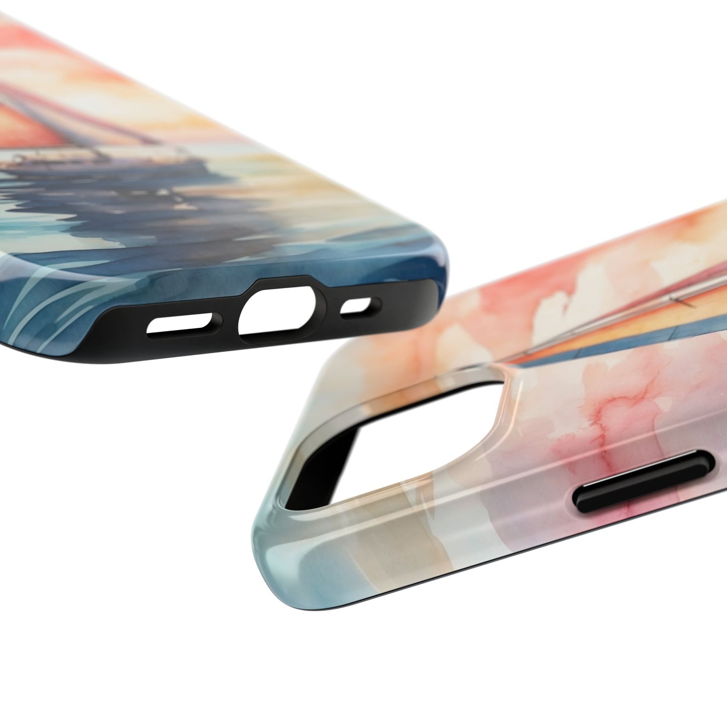 Sailboat Sunset iPhone Case – Vibrant Watercolor Design