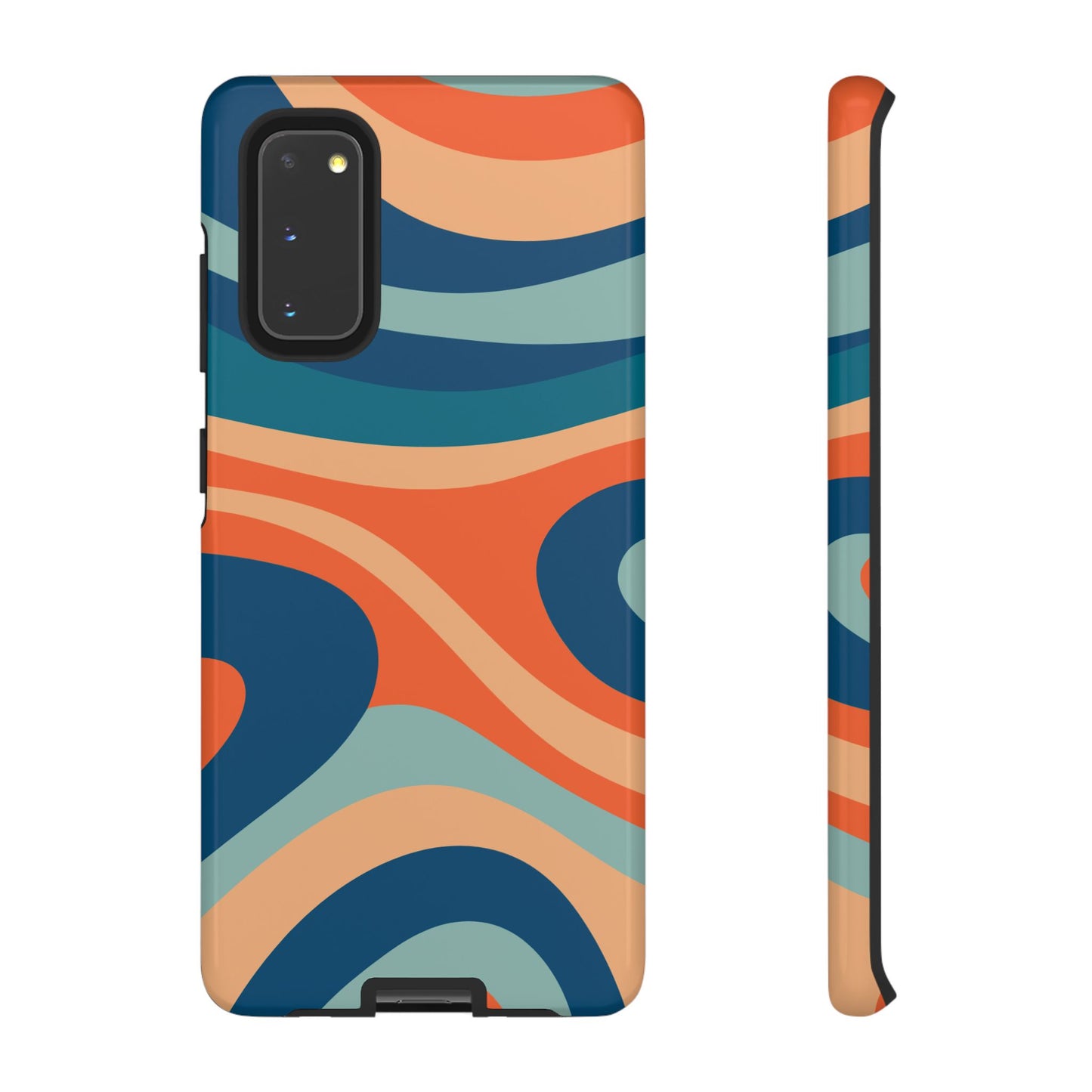 Retro Vibe Wavy Stripes Samsung Galaxy Case – 70s-Inspired in Teal, Orange, and Rust