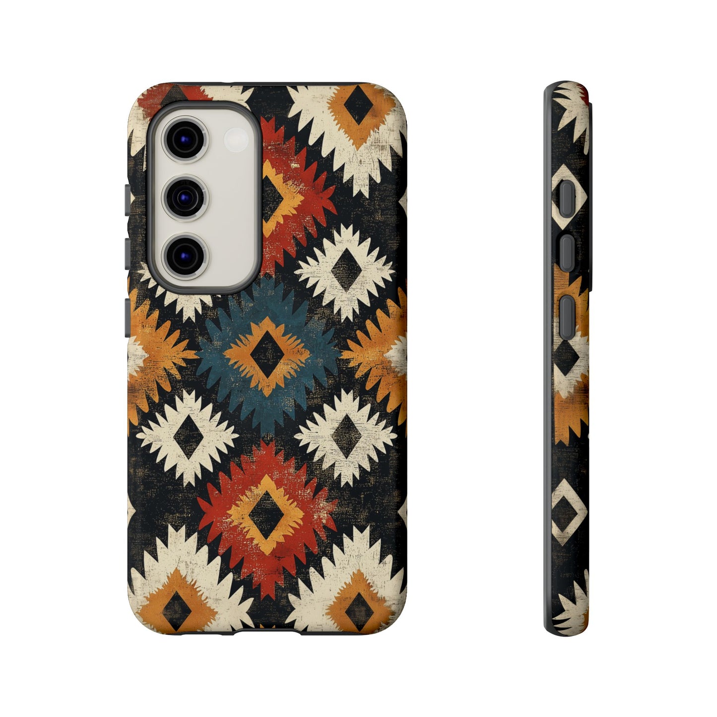 Rustic Tribal Sunburst Tough Samsung Galaxy  Case – Vibrant Geometric Design, Dual-Layer Protection