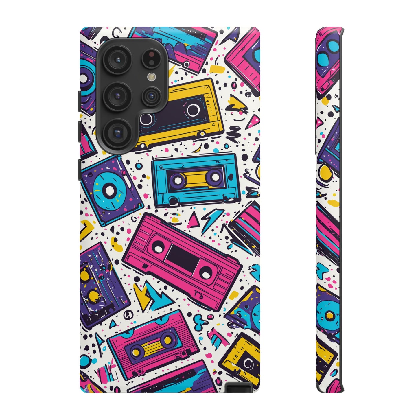 Retro Cassette Vibes Tough Samsung Galaxy  Case – Bold 80s Tape Design, Shockproof Protection
