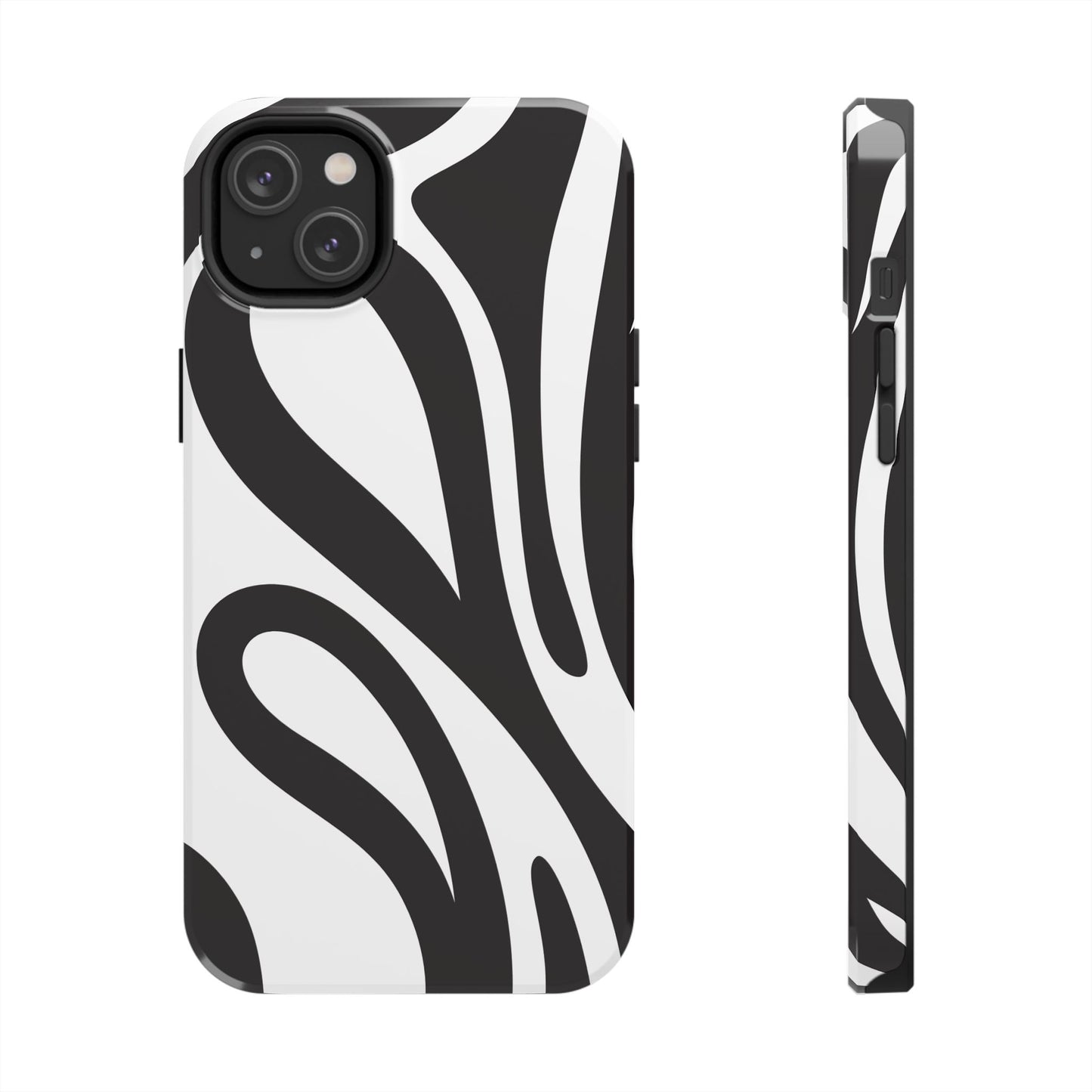Modern Black and White Abstract Tough iPhone Case – Bold Graphic Pattern with Dual-Layer Protection