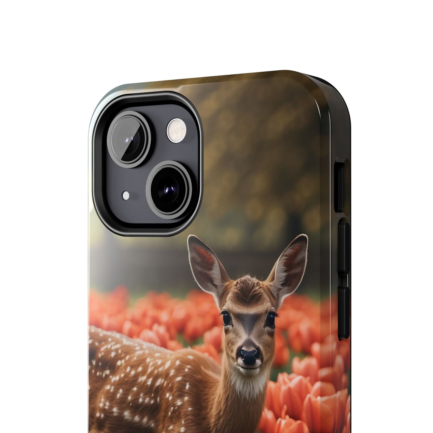 Fawn Among Tulips iPhone Case