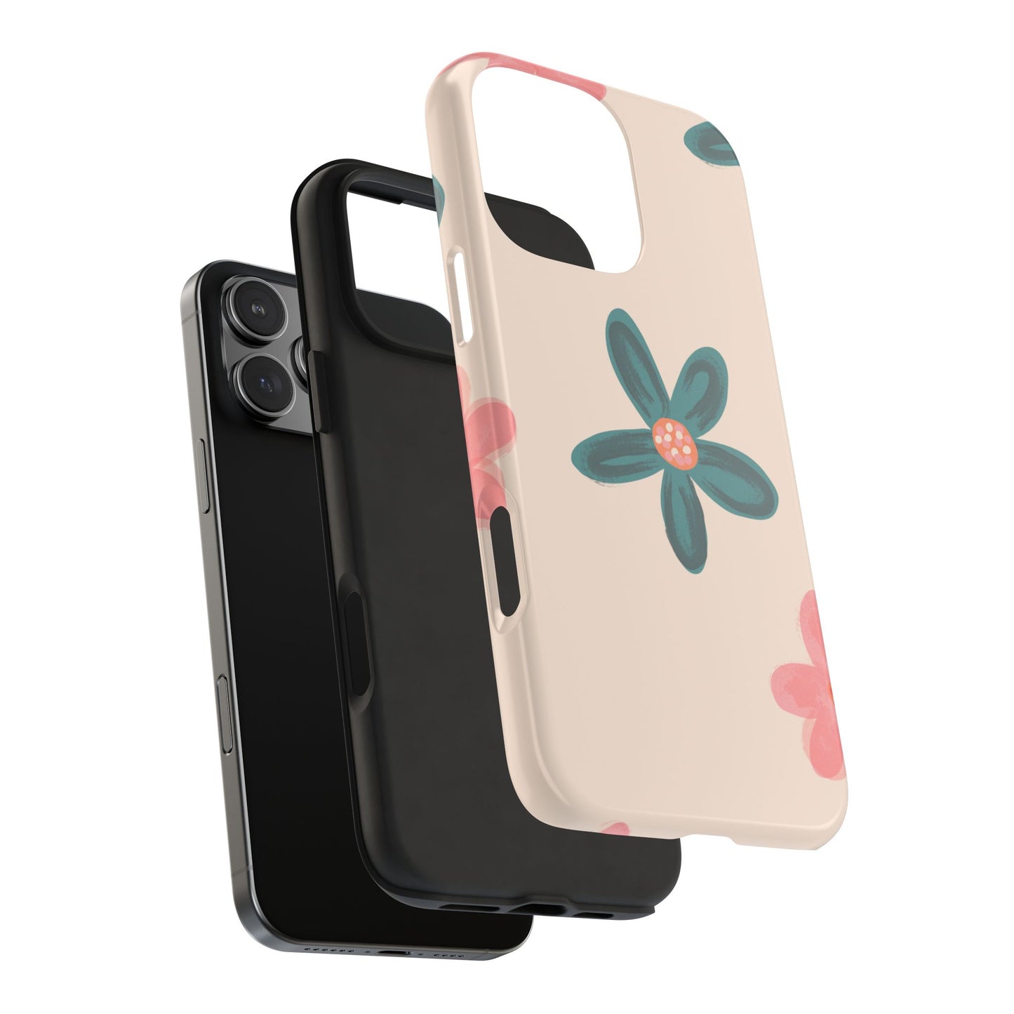 Vintage Floral Tough iPhone Case – Soft Matte Finish with Dual-Layer Protection