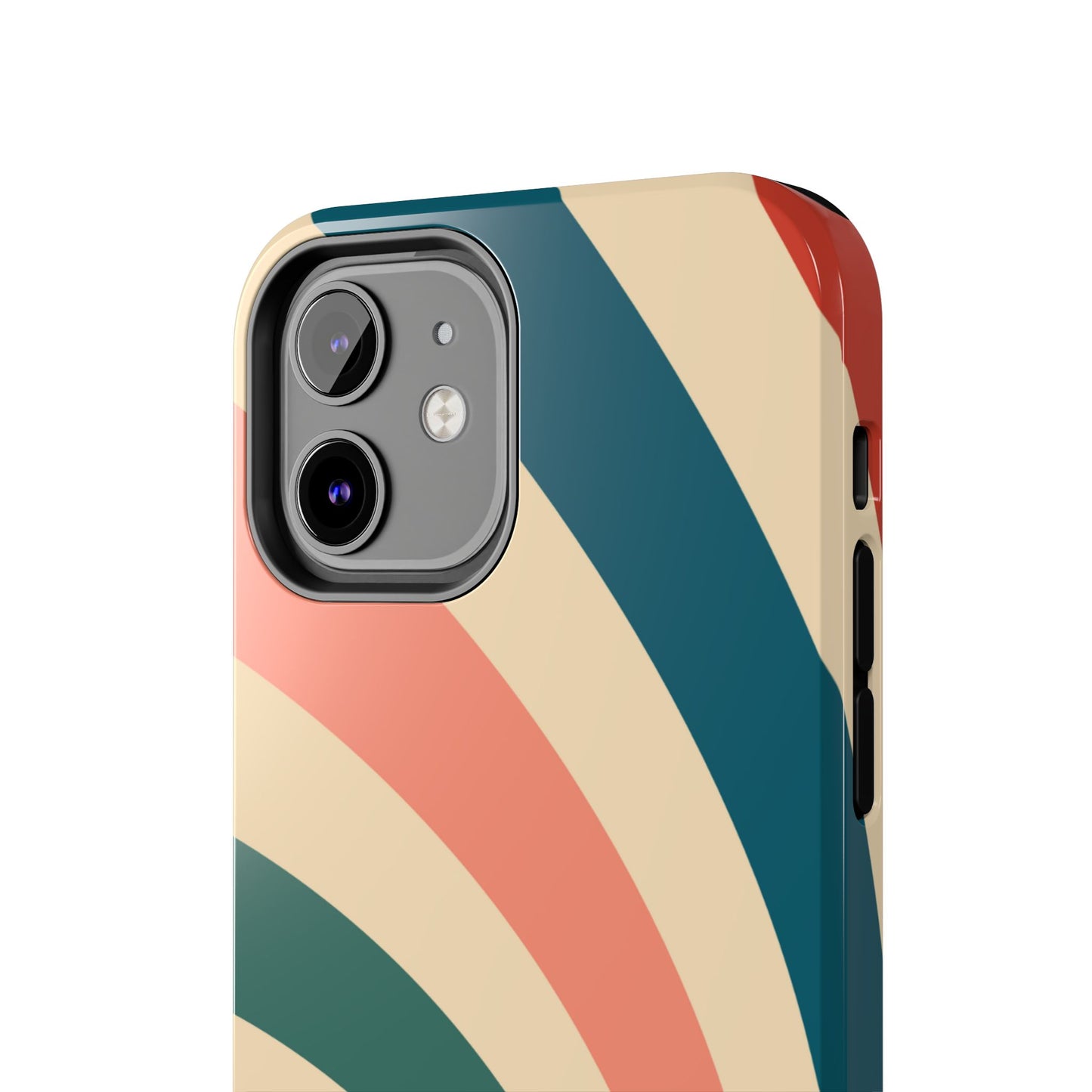 Retro Sunburst Swirl iPhone Case – Dual-Layer Protection with Bold 70s Vibes