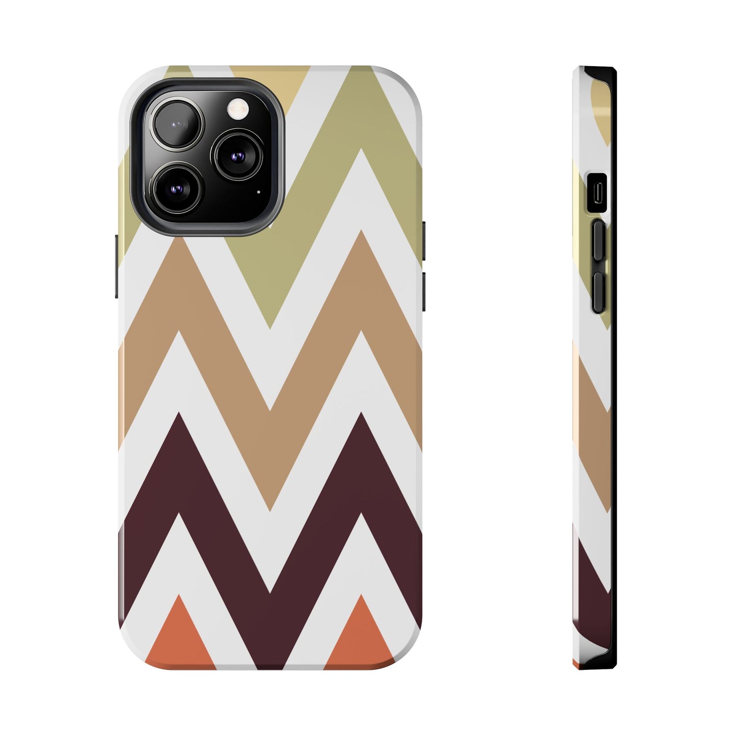 Earthy Chevron iPhone Case – Boho-Inspired Design with Dual-Layer Protection
