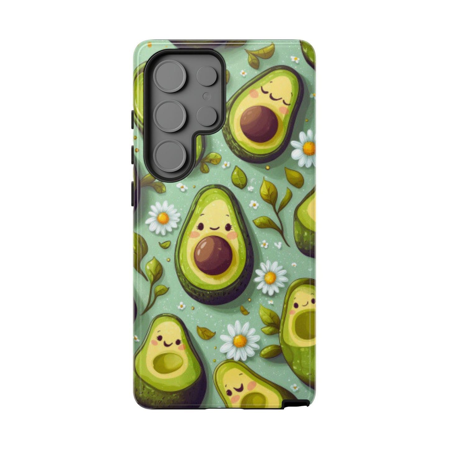 Cute Avocado Samsung Galaxy Case – Adorable Kawaii Avocados with Daisies, Shock-Resistant