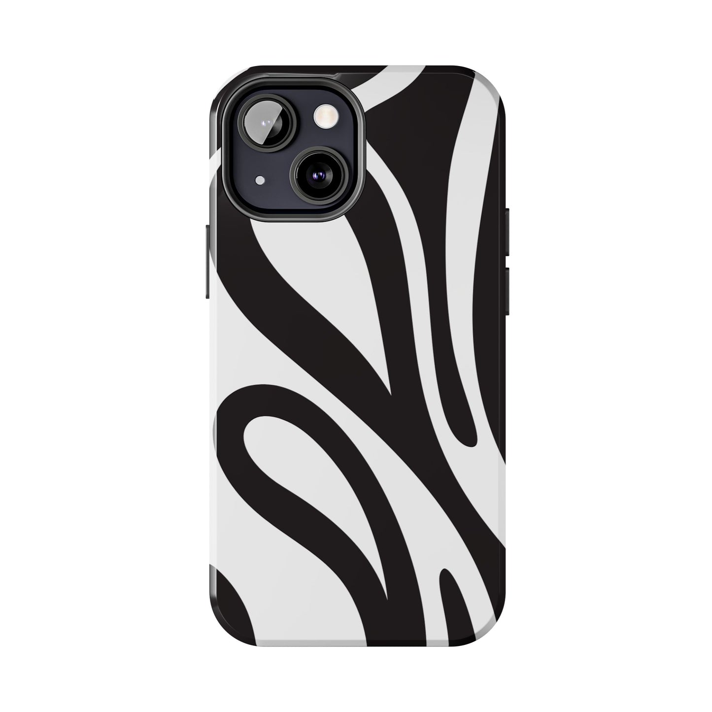 Modern Black and White Abstract Tough iPhone Case – Bold Graphic Pattern with Dual-Layer Protection