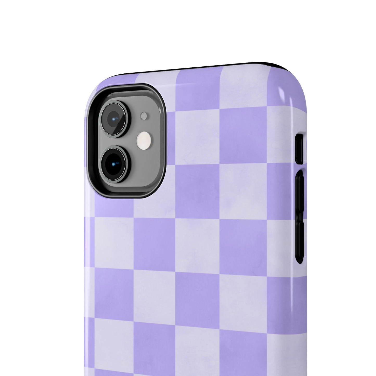 Lavender Checkerboard iPhone Case – Shockproof, Smooth Matte Finish, Dual-Layer Design
