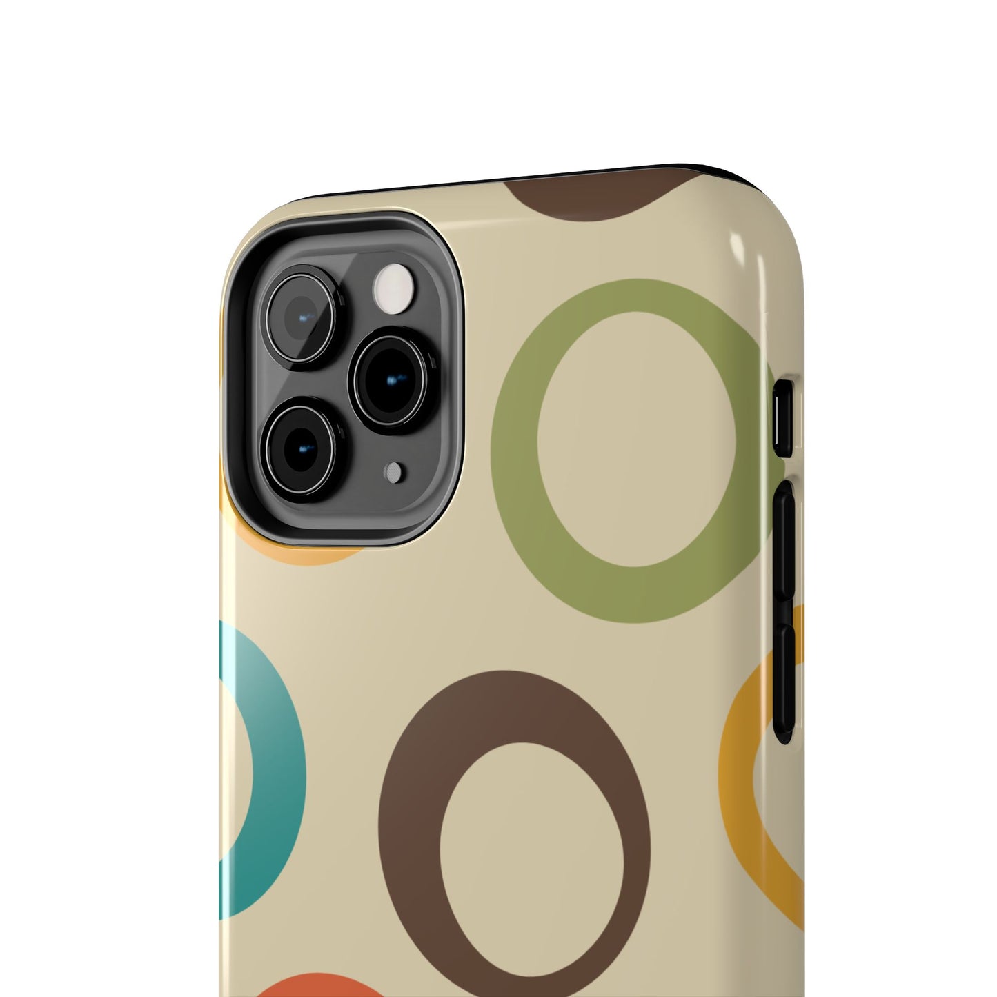 Retro Colorful Rings iPhone Case – Shockproof, Matte Finish, Dual-Layer Protection