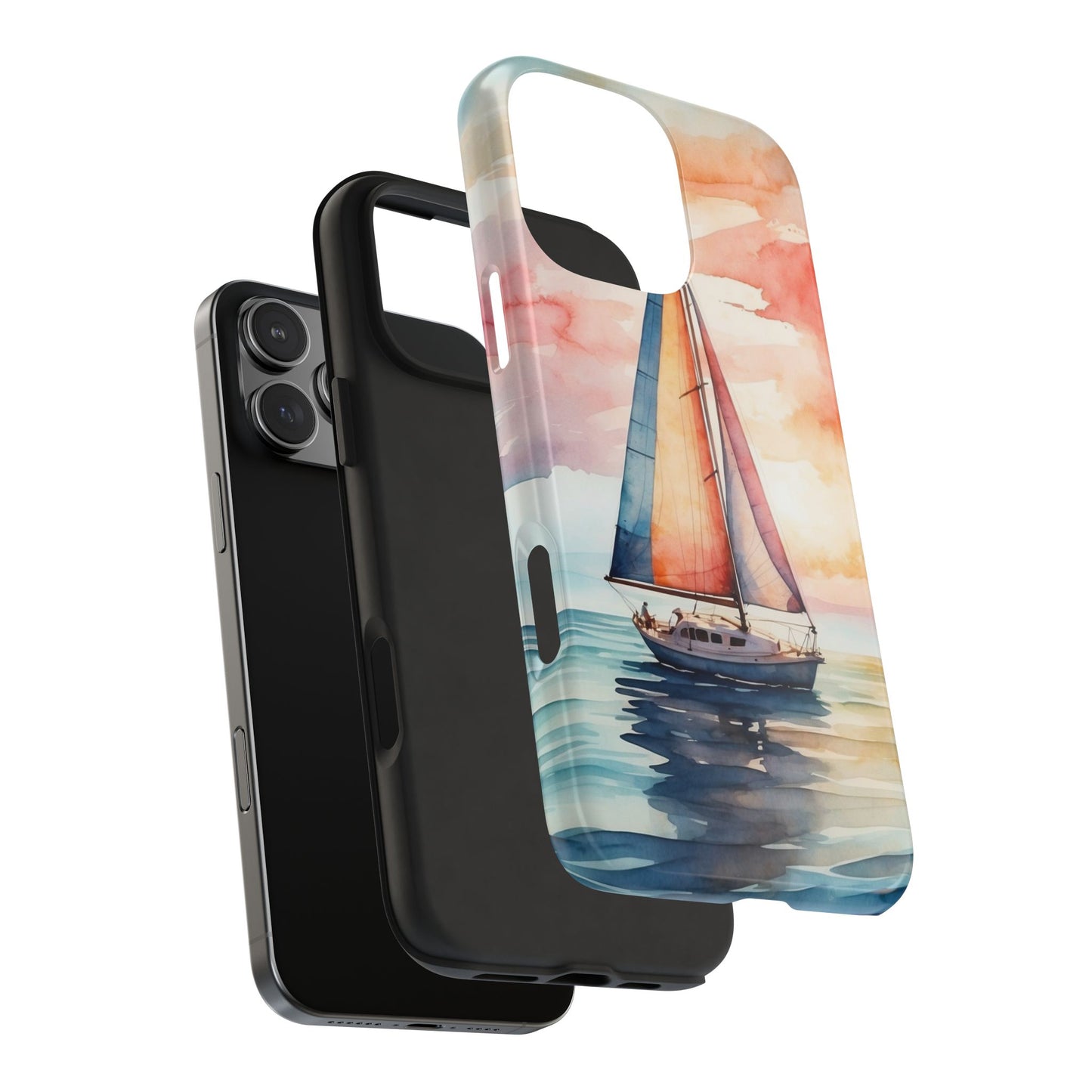 Sailboat Sunset iPhone Case – Vibrant Watercolor Design