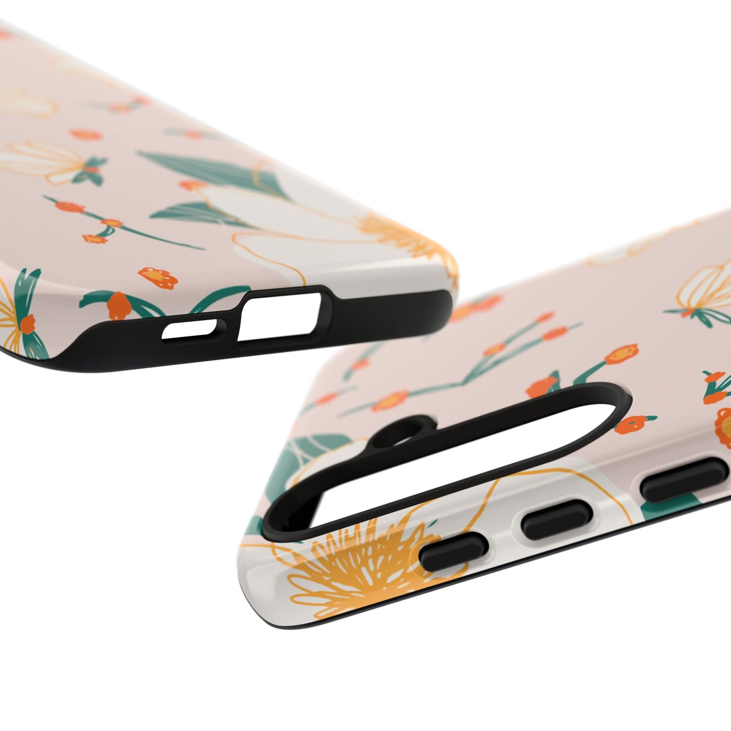 Elegant Magnolia Blossom Tough Samsung Galaxy Case – Soft Blush Background, Shock-Resistant Design