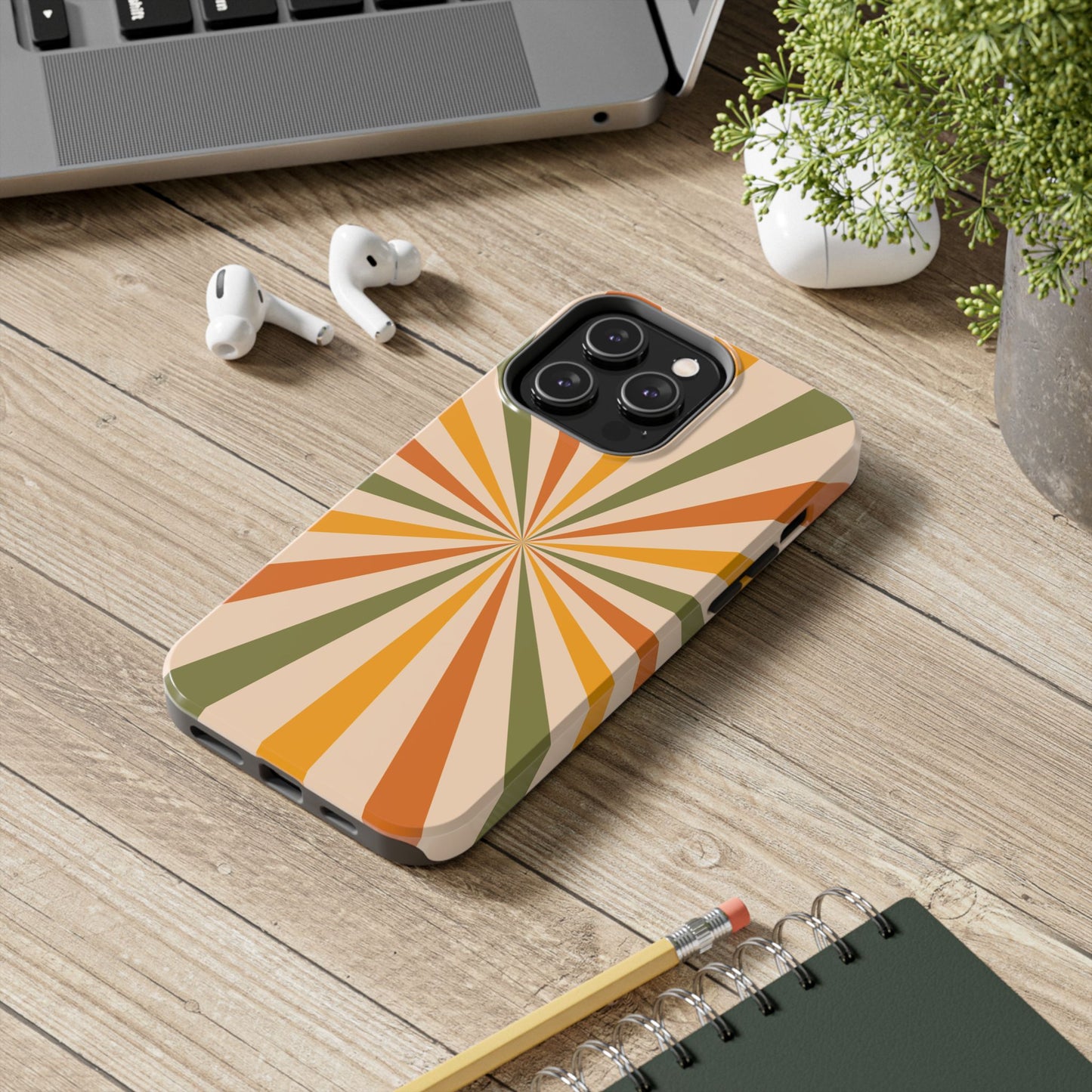 Retro Sunburst iPhone Case – Bold Geometric Design, Durable Shockproof Protection