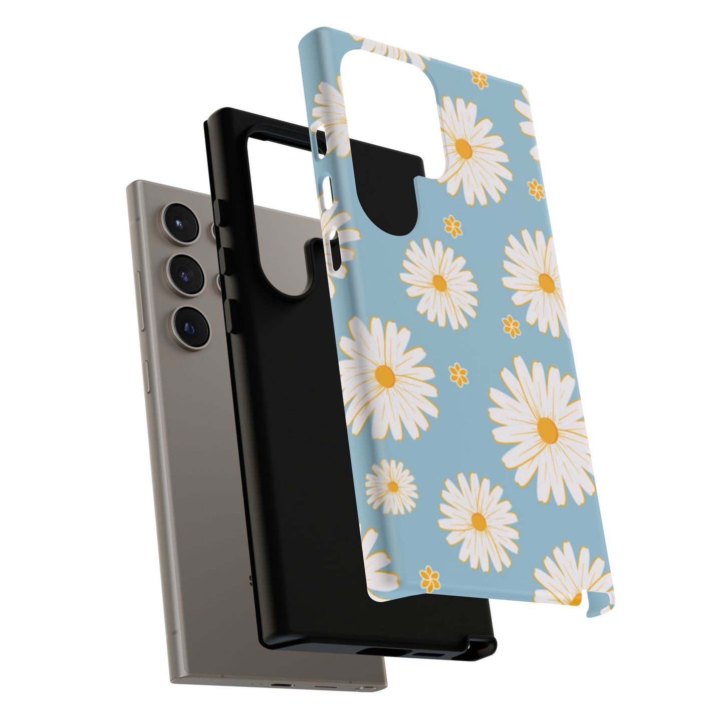 Bright Daisy Samsung Galaxy Case – Light Blue Background, Shockproof and Slim Design