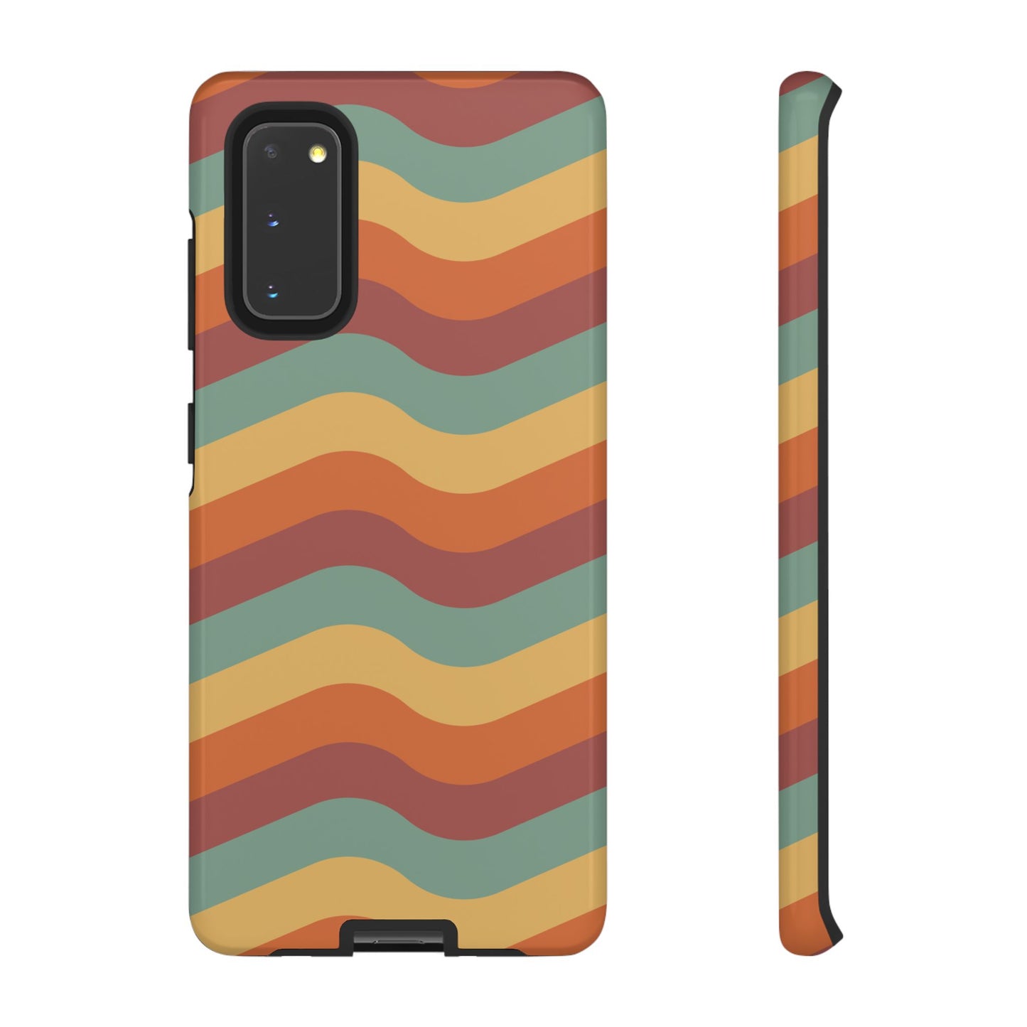 Retro Vibe Wavy Stripes Samsung Galaxy Case – 70s-Inspired in Teal, Orange, and Rust