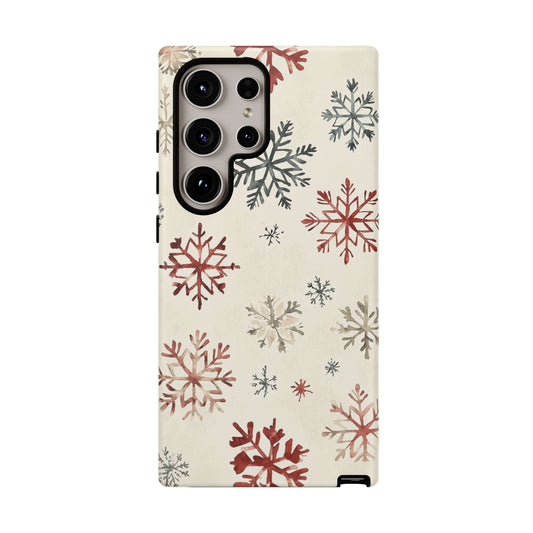 Vintage Red and Gray Snowflake Pattern – Samsung Galaxy Series Case