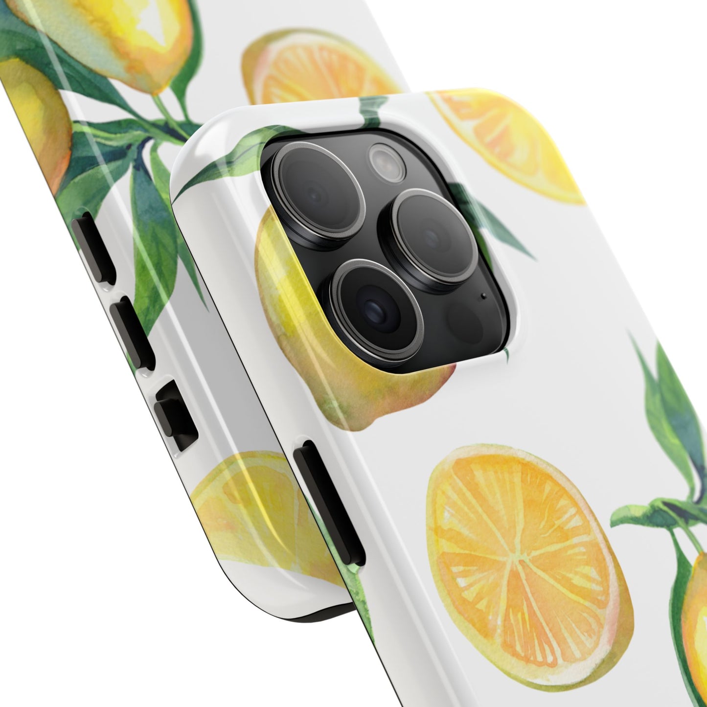 Lemon Grove Watercolor Tough iPhone Case – Fresh Citrus Design, Dual - Layer Protection - BOGO Cases