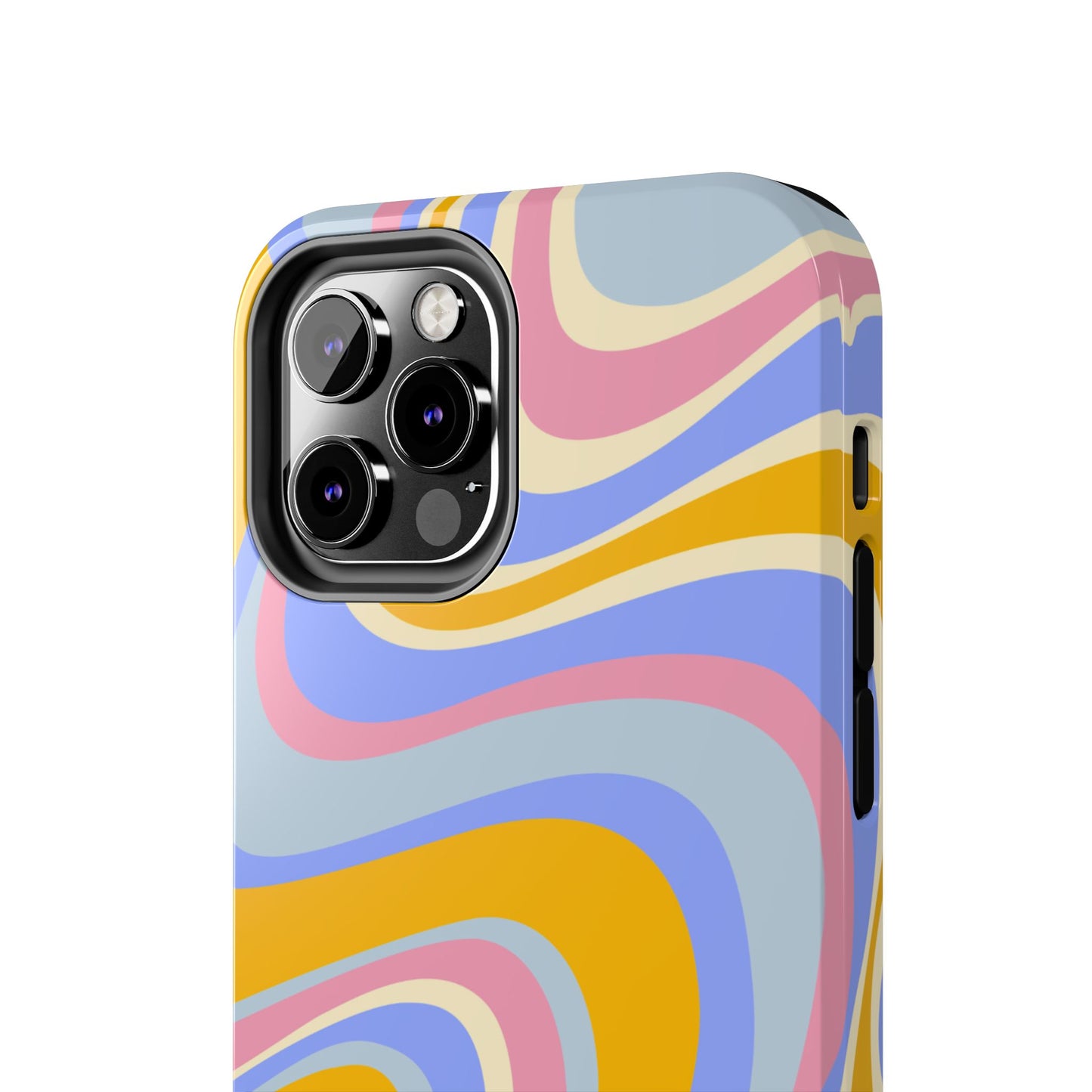 Groovy Pastel Waves iPhone Case – 70s-Inspired Design with Dual-Layer Protection