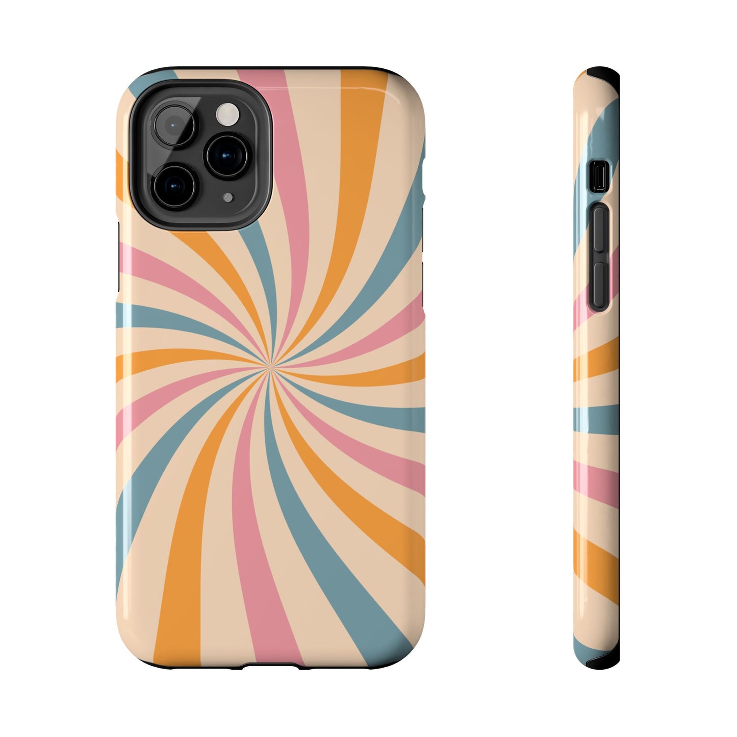 Retro Swirl Pattern iPhone Case – Bold 70s Vibe in Pink, Orange, and Teal