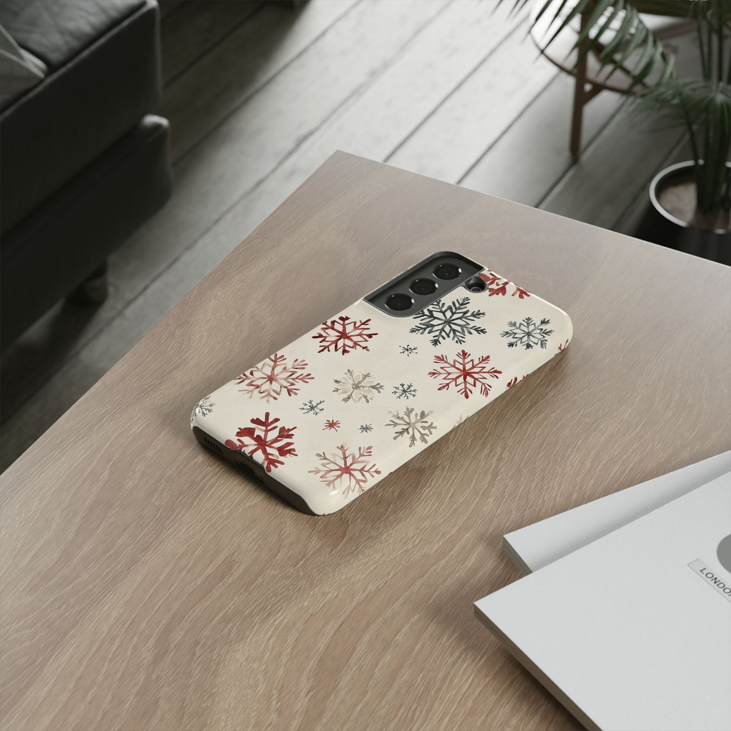 Vintage Red and Gray Snowflake Pattern – Samsung Galaxy Series Case