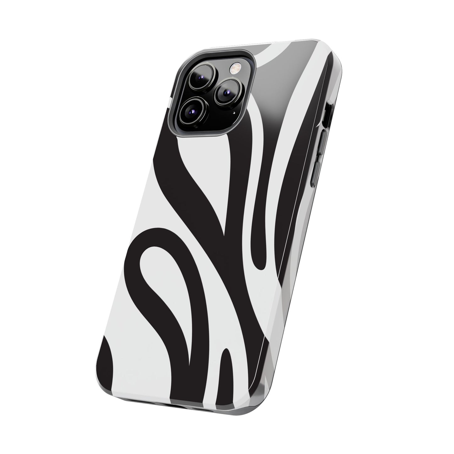 Modern Black and White Abstract Tough iPhone Case – Bold Graphic Pattern with Dual-Layer Protection