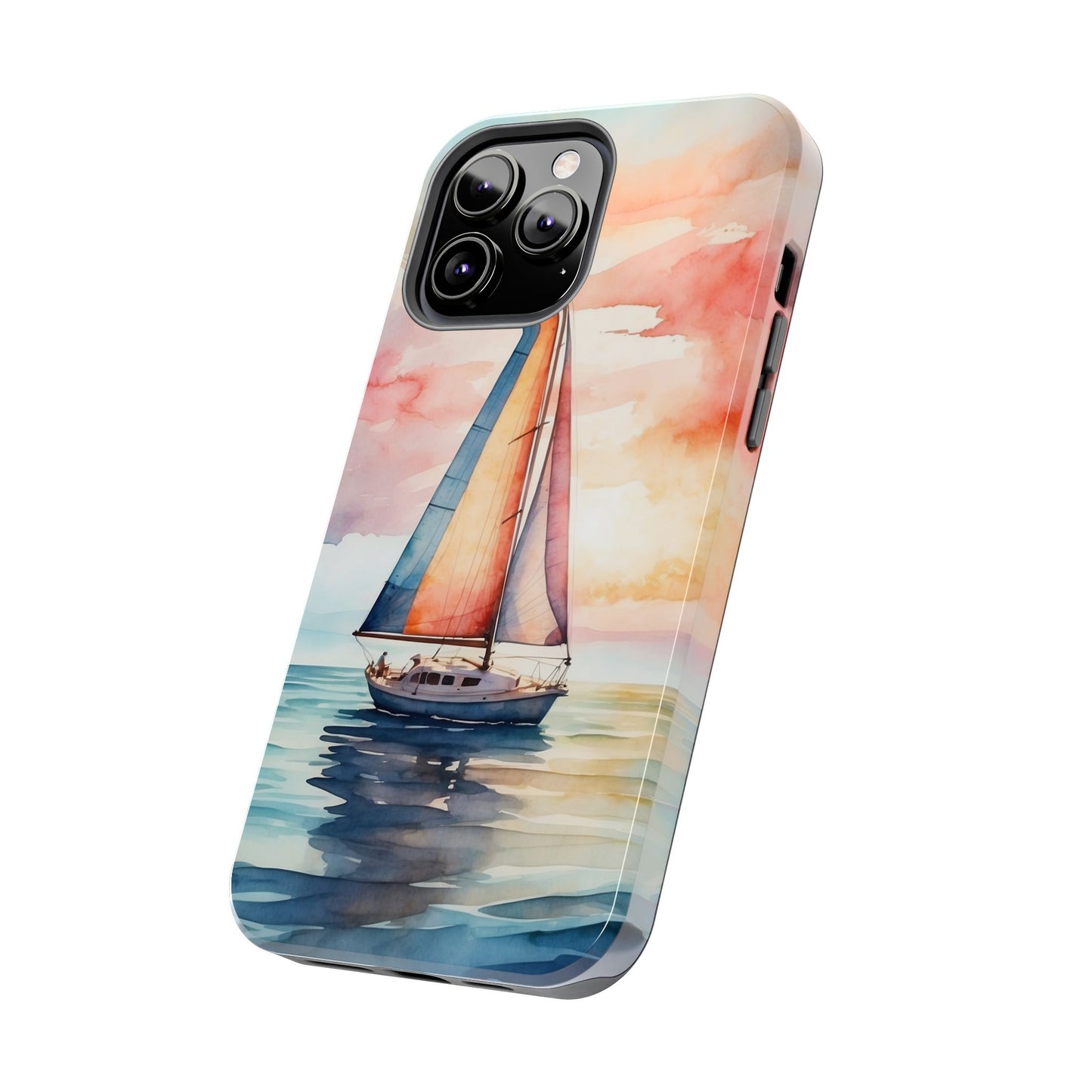Sailboat Sunset iPhone Case – Vibrant Watercolor Design
