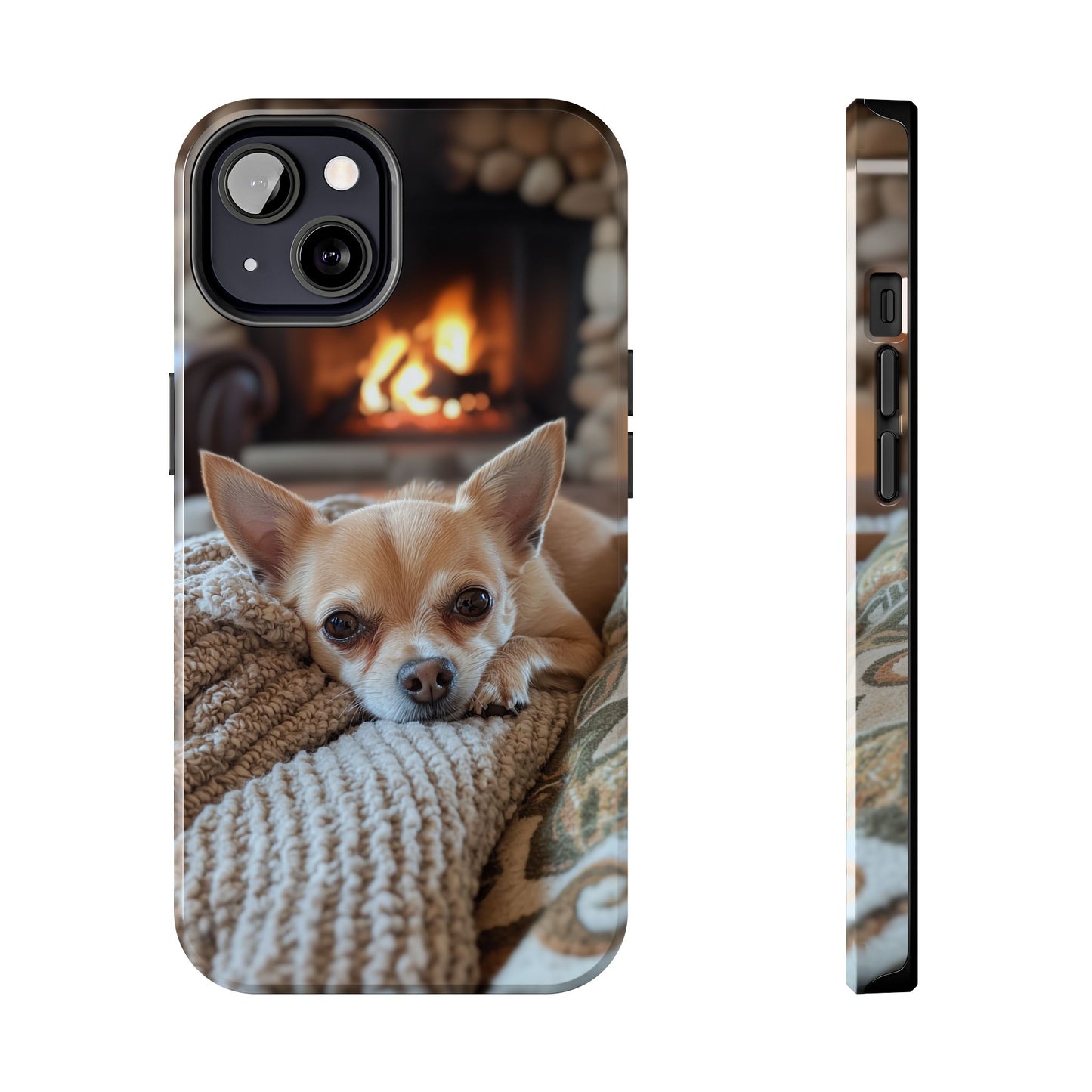 Relaxing Chihuahua by Fireplace iPhone Case – Warm and Stylish Protection