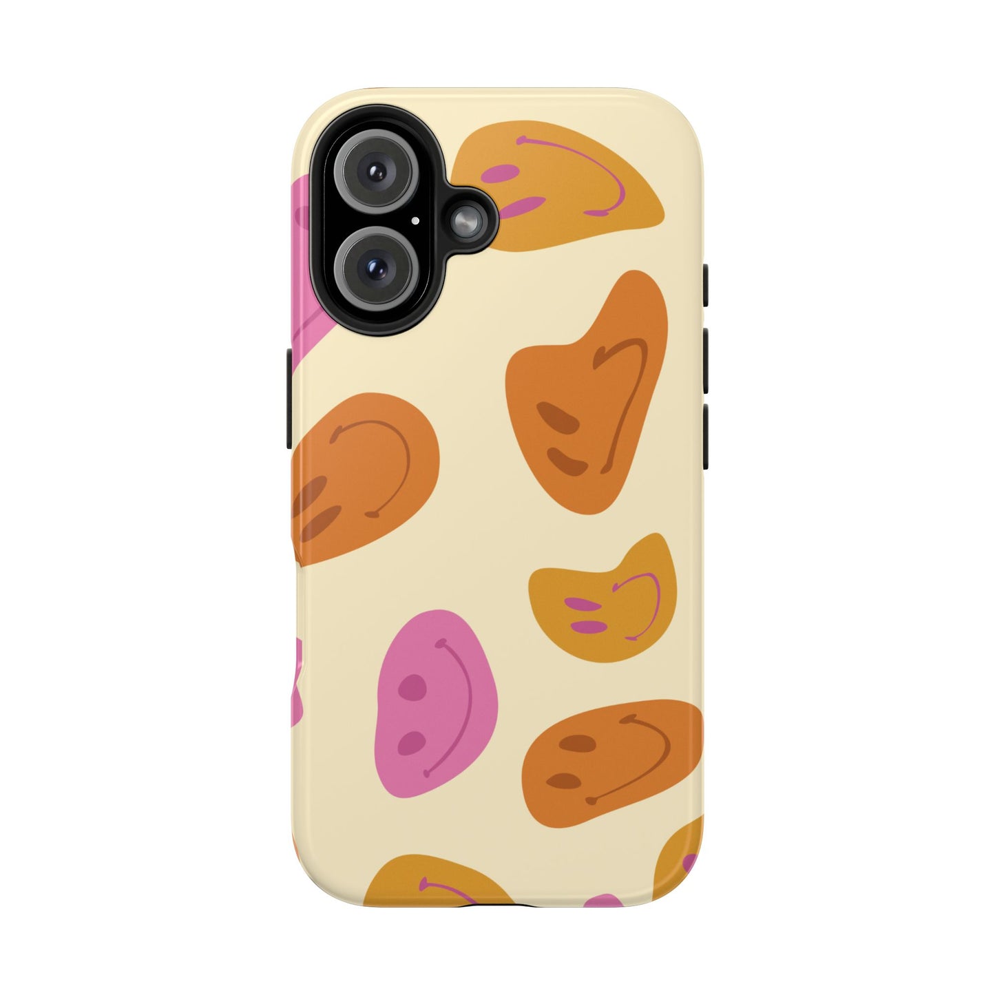 Retro Smiley Faces iPhone Case – Shockproof, Matte Finish, Dual-Layer Protection