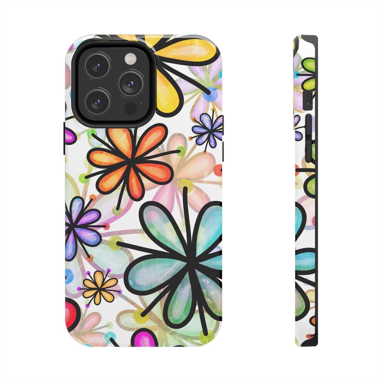 Retro Floral Pop iPhone Case – Ultra-Slim Design, High-Gloss Finish