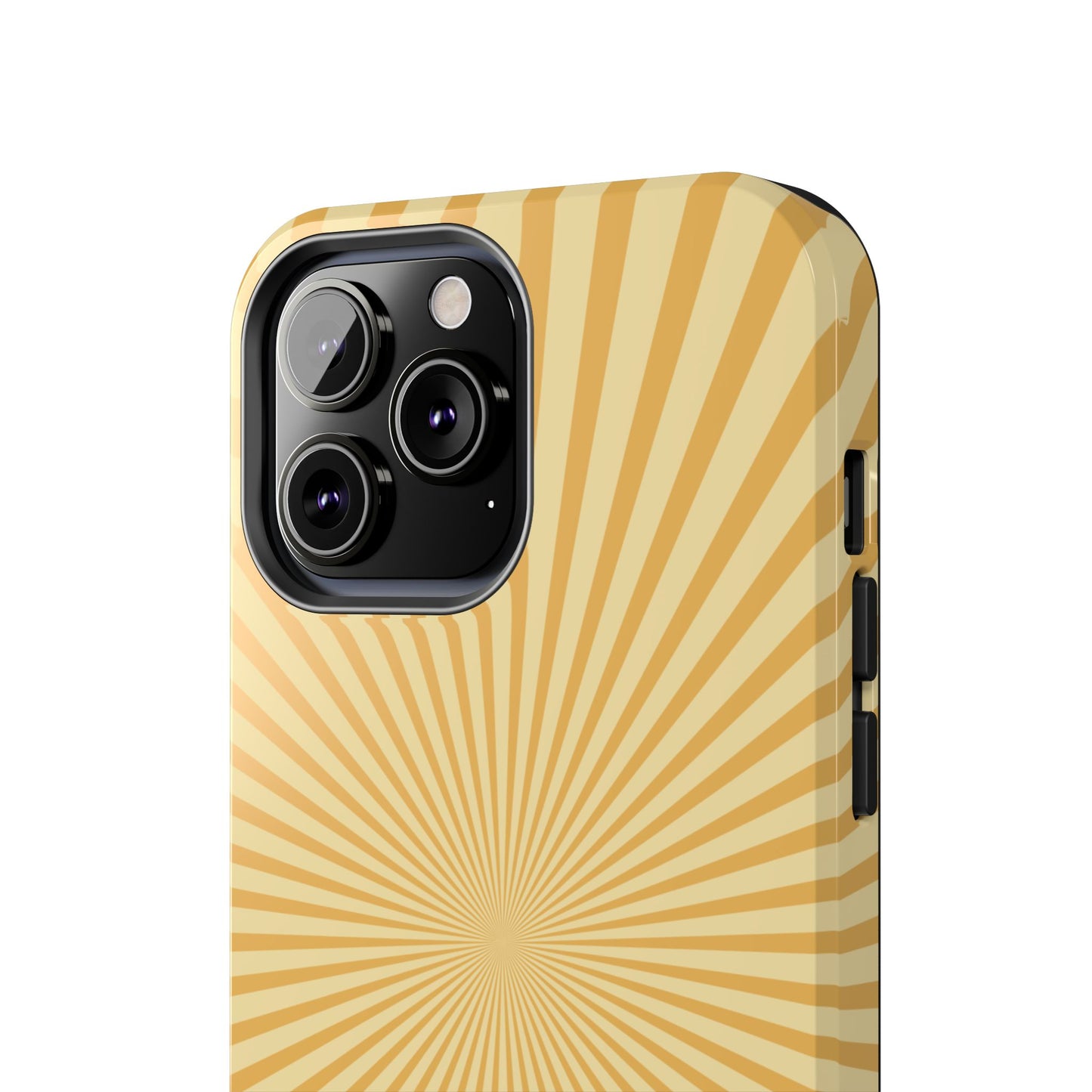 Golden Sunburst iPhone Case – Retro Radiant Design with Dual-Layer Protection