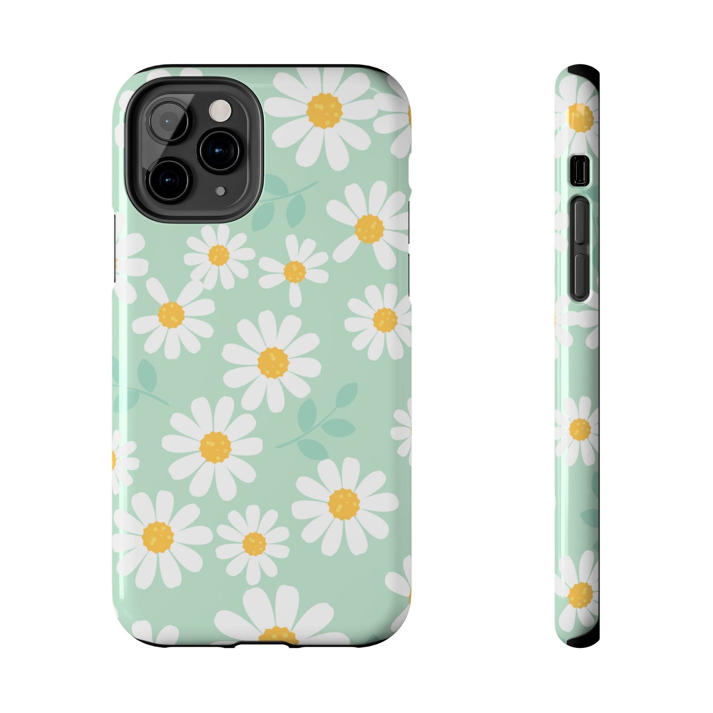 Pastel Daisy iPhone Case – Soft Mint Green Floral Design, Slim and Durable - BOGO Cases