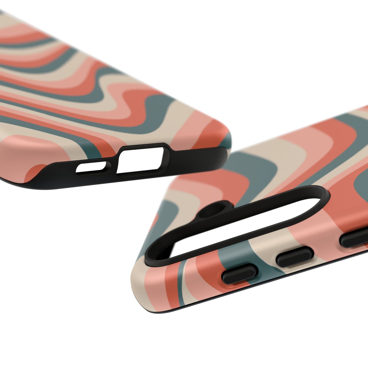 Groovy Waves Samsung Galaxy Case – Retro 70s-Inspired Stripes in Coral, Cream, and Teal
