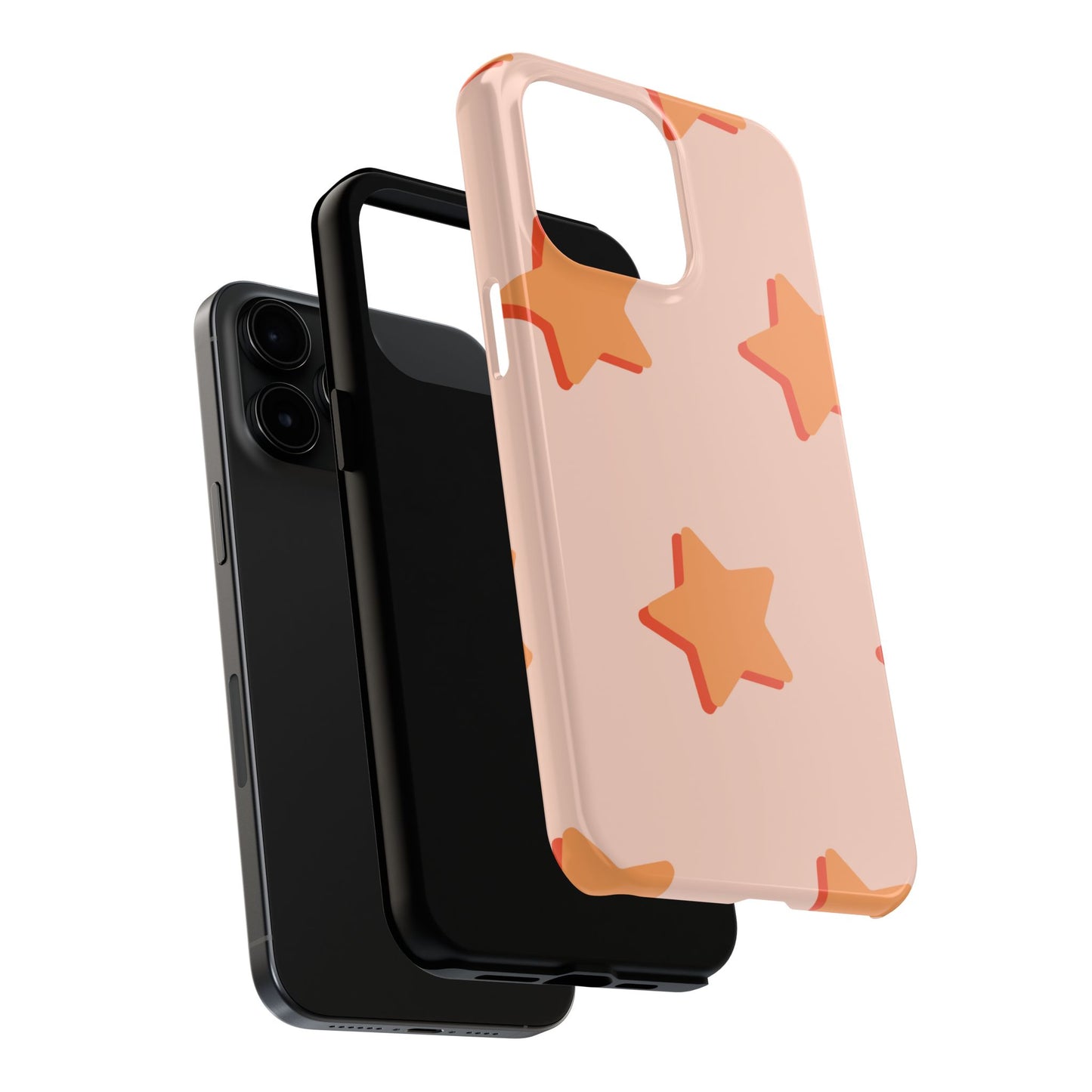 Retro Orange Stars iPhone Case – Shock-Resistant, Smooth Matte Finish, Dual-Layer Design