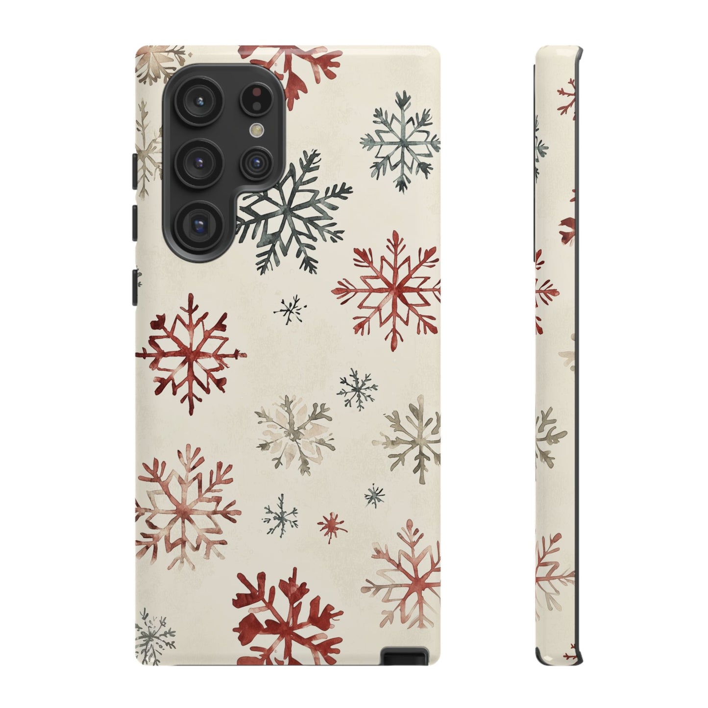 Vintage Red and Gray Snowflake Pattern – Samsung Galaxy Series Case