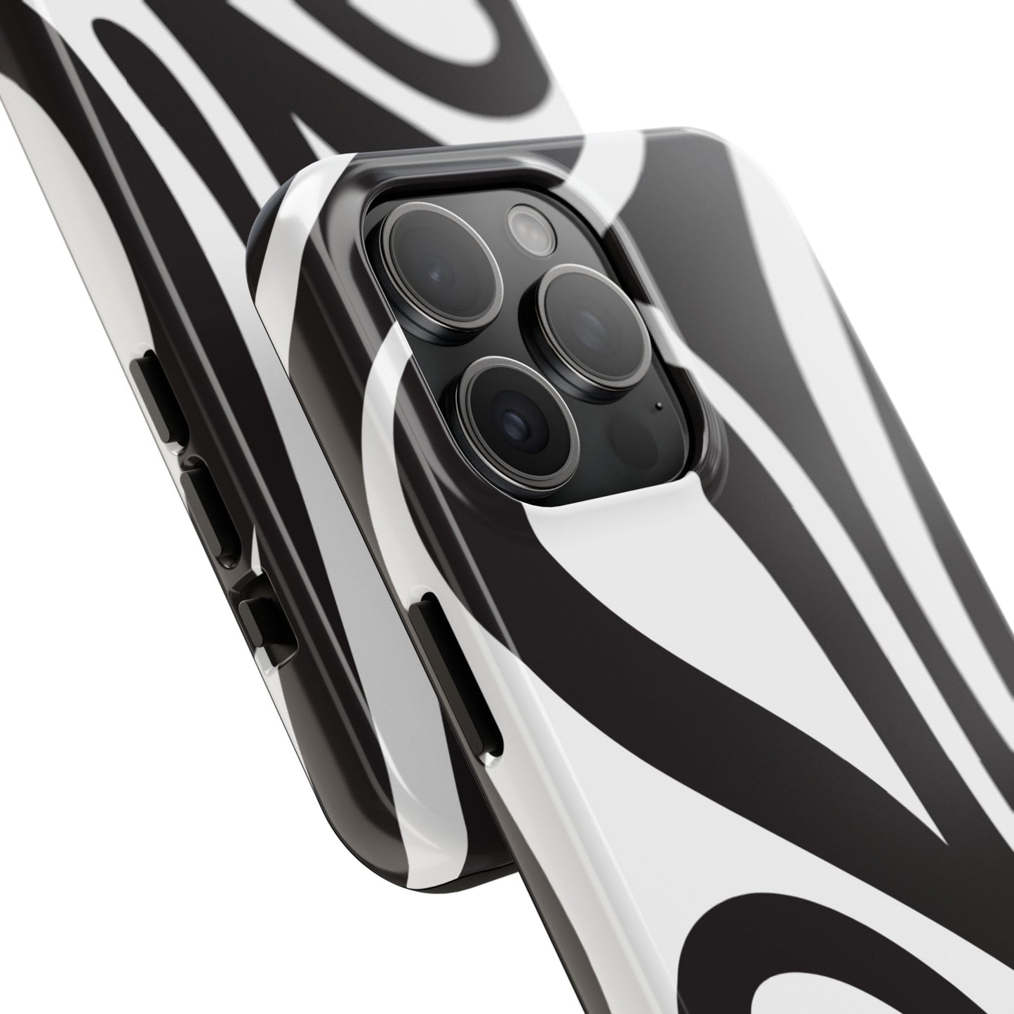 Modern Black and White Abstract Tough iPhone Case – Bold Graphic Pattern with Dual-Layer Protection