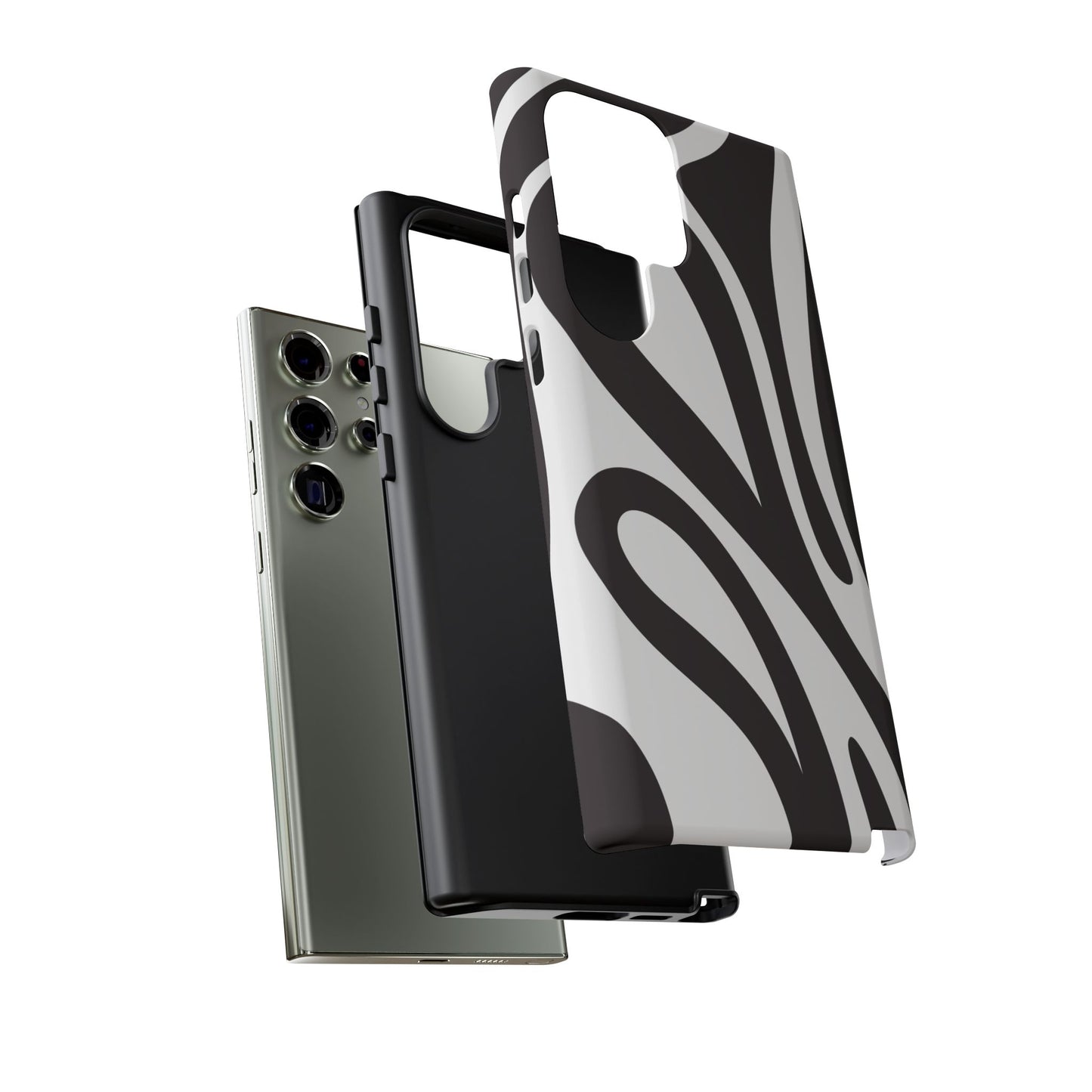 Modern Black and White Abstract Tough Samsung Galaxy Case – Bold Graphic Pattern with Dual-Layer Protection