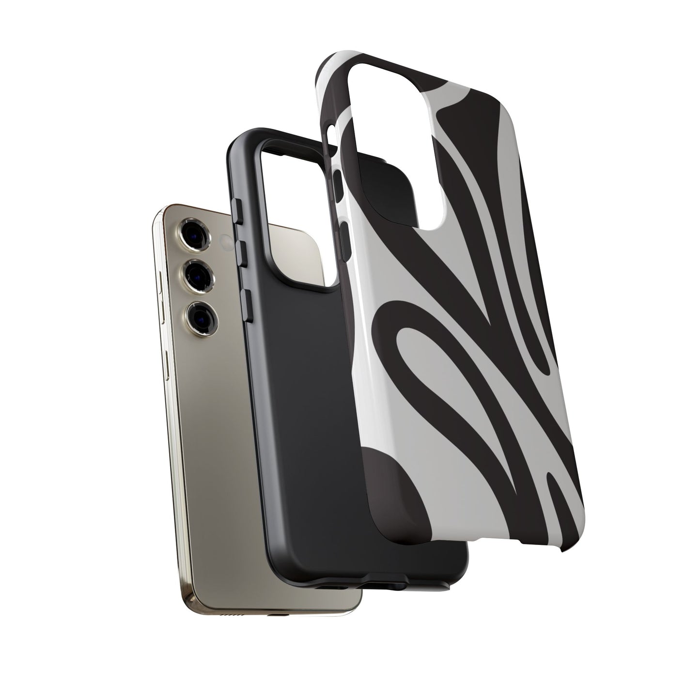 Modern Black and White Abstract Tough Samsung Galaxy Case – Bold Graphic Pattern with Dual-Layer Protection