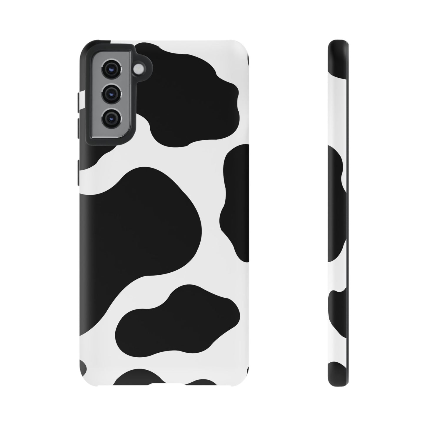 Chic Cow Print Tough Samsung Galaxy Case – Trendy Monochrome Animal Pattern with Dual-Layer Protection
