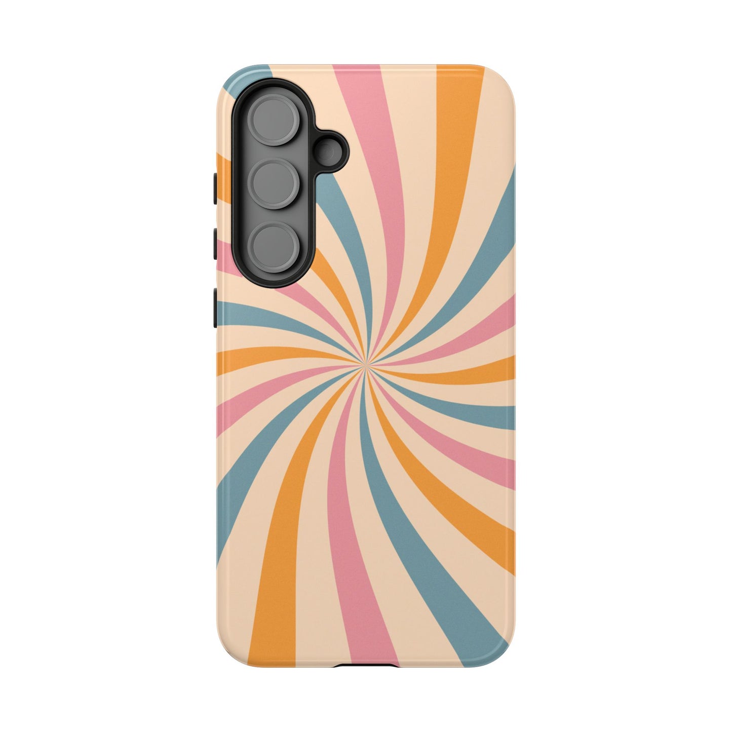 Retro Swirl Pattern Samsung Galaxy Case – Bold 70s Vibe in Pink, Orange, and Teal