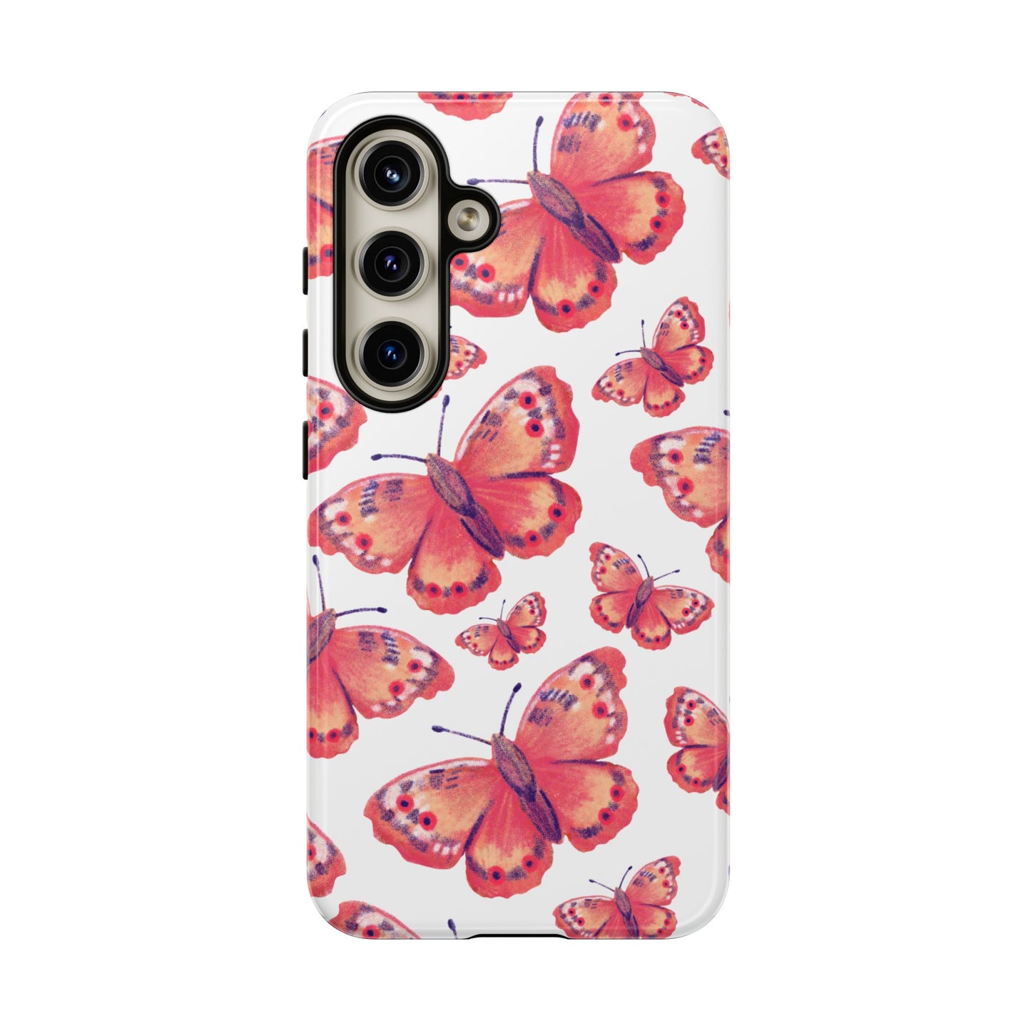 Coral Butterfly Samsung Galaxy Case – Slim, Protective Design with Bold Watercolor Print