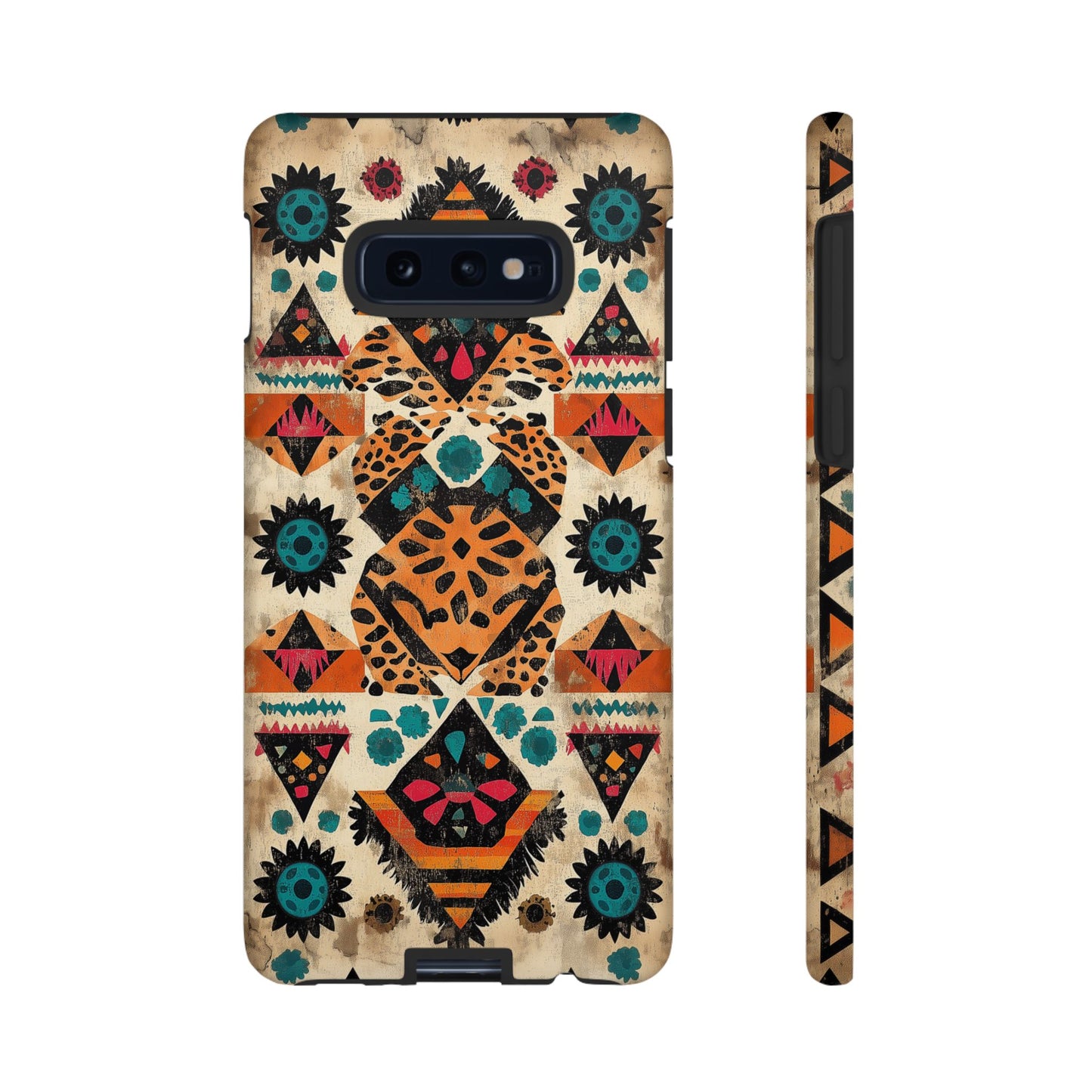 Bohemian Leopard & Tribal Floral Tough Samsung Galaxy Case – Vibrant Eclectic Design, Dual-Layer Protection