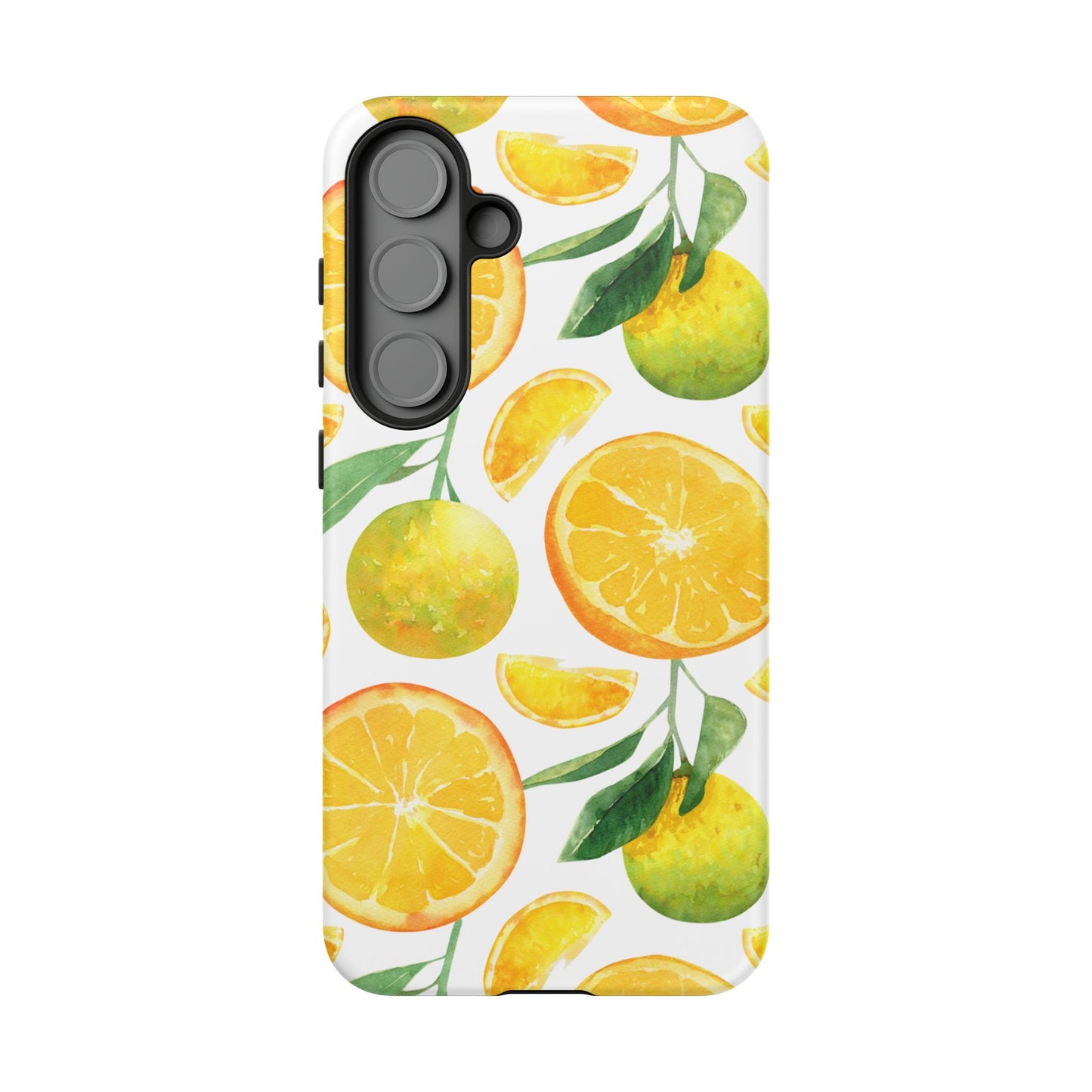 Sunny Citrus Grove Tough Samsung Galaxy Case – Watercolor Orange Design, Dual-Layer Protection